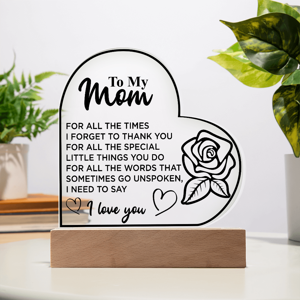 To My Mom | Heart Acrylic Plaque
