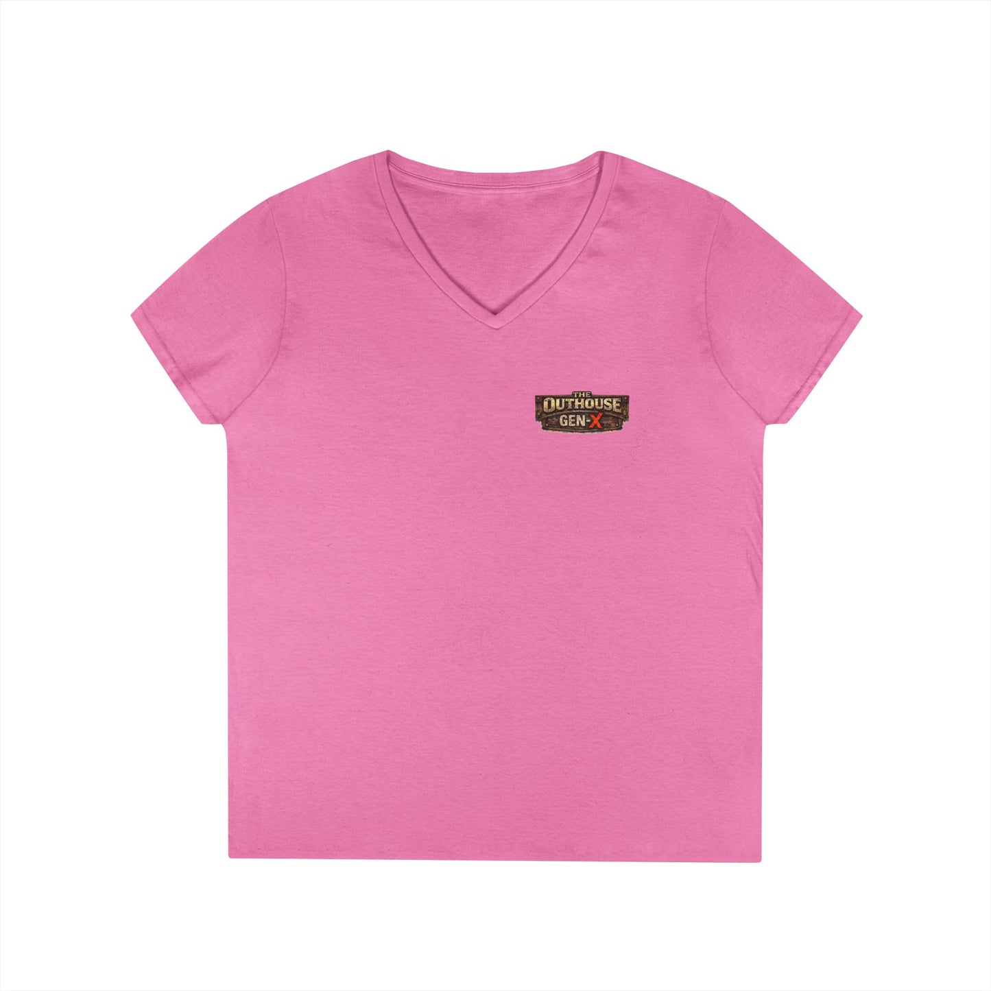 Outhouse Salute V-Neck Tee — Bold Back Graphic Ladies' T-Shirt