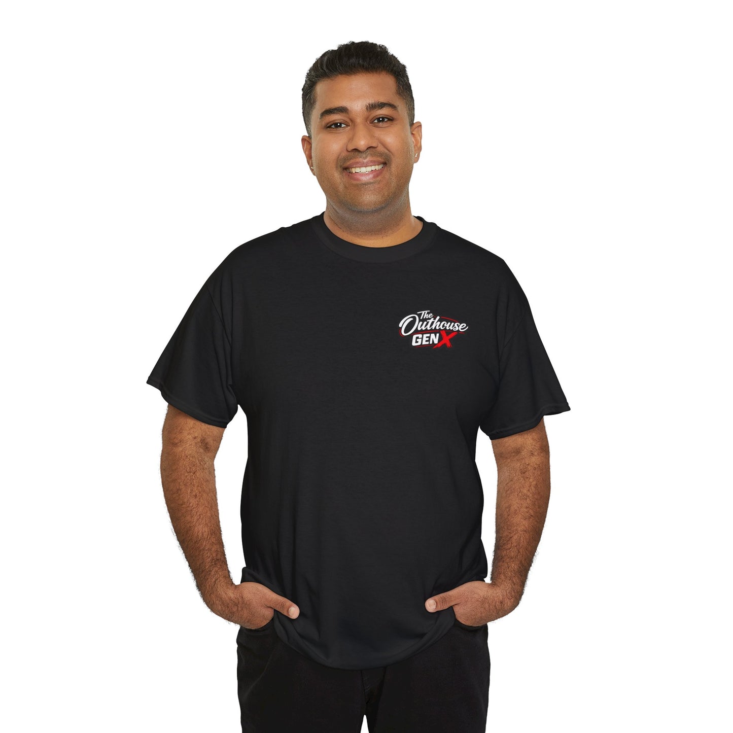 The Outhouse Gen X Tee — Retro Campfire Nostalgia Graphic T-Shirt