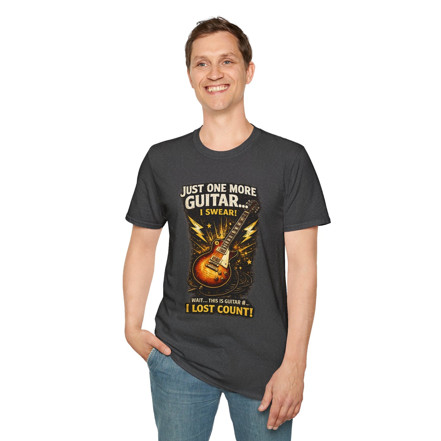 Guitar Lover T‑Shirt — "Just One More Guitar, I Lost Count" Retro Electric Guitar Tee