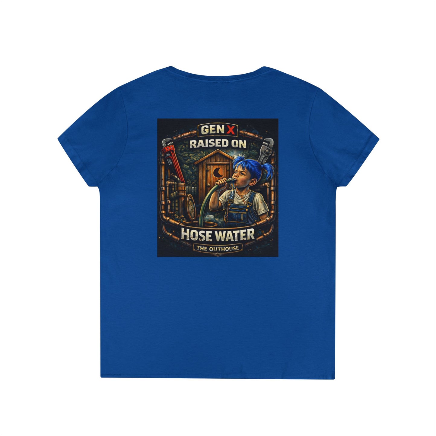 Gen X 'Raised on Hose Water' Ladies' V-Neck T-Shirt
