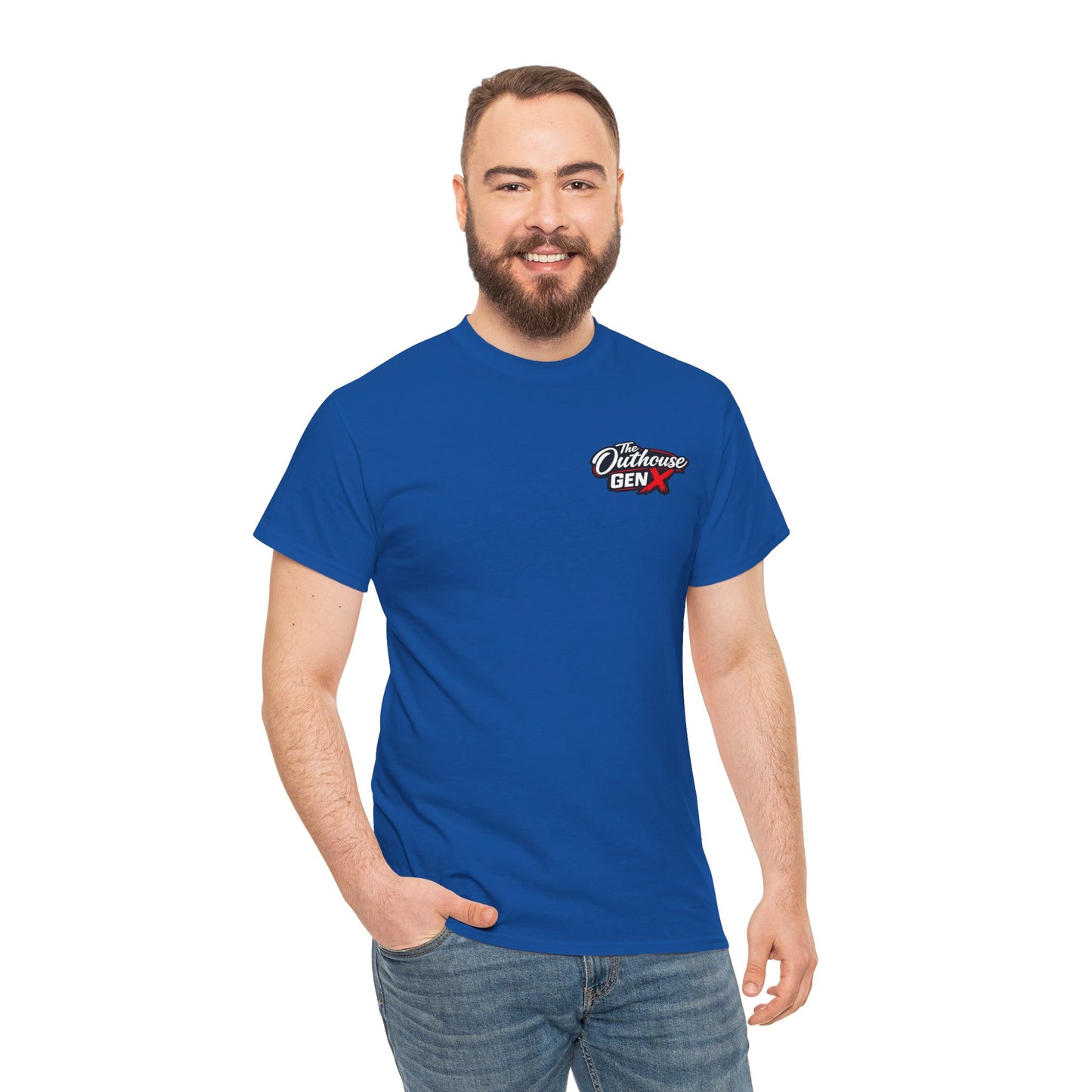 The Outhouse Gen X Tee — Retro Campfire Nostalgia Graphic T-Shirt