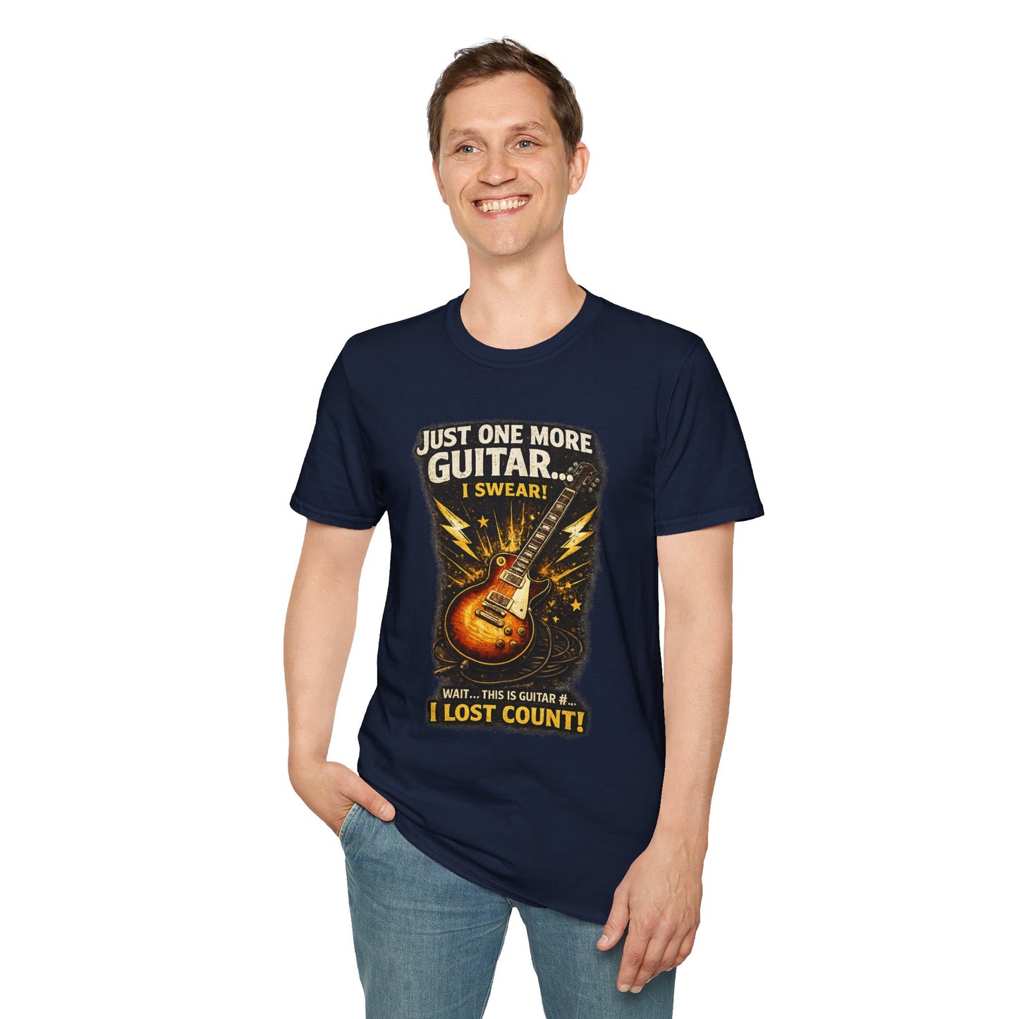 Guitar Lover T‑Shirt — "Just One More Guitar, I Lost Count" Retro Electric Guitar Tee