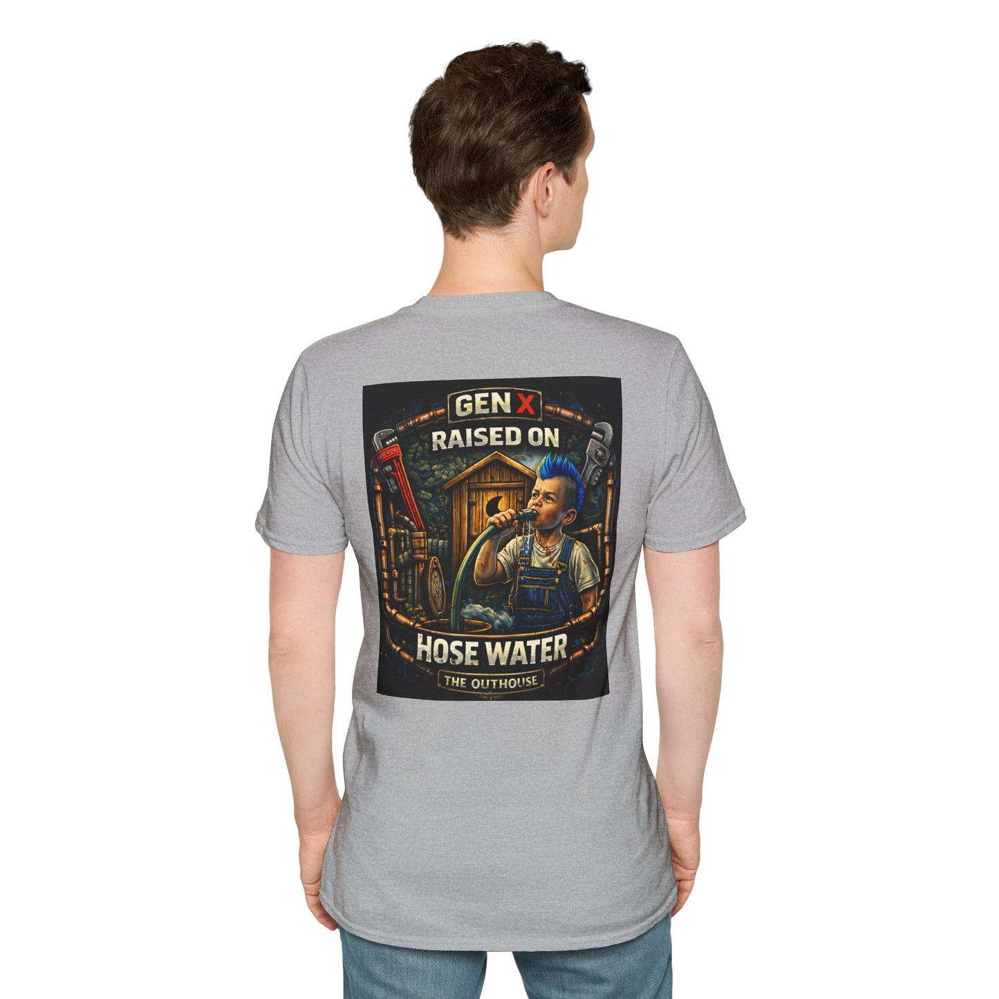 Gen X Hose Water T-Shirt — "Raised on Hose Water" Retro Firehouse Tee