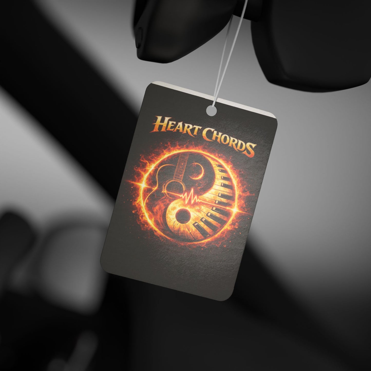 Heart Chords Fire Yin-Yang Car Air Freshener — Musical Band Logo Scented Ornament