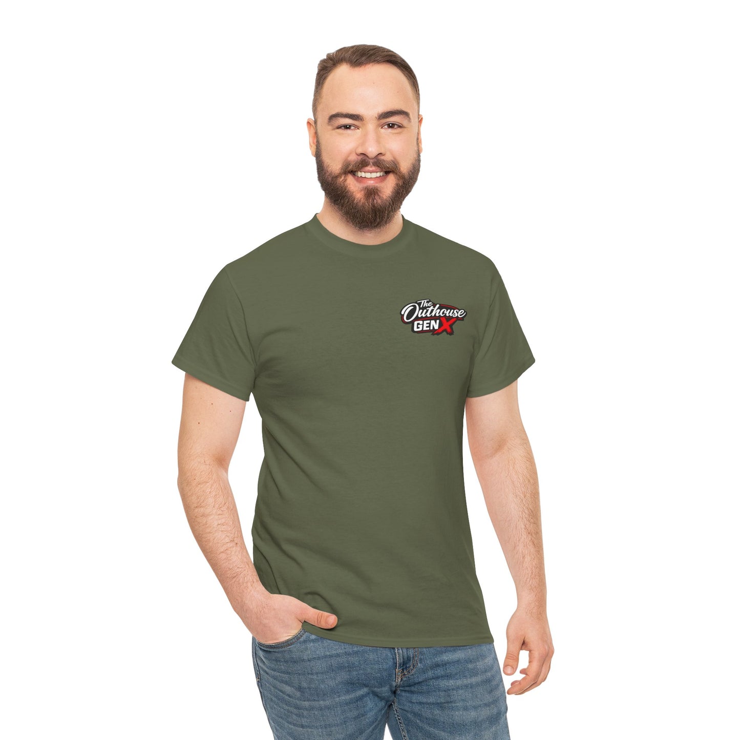 The Outhouse Gen X Tee — Retro Campfire Nostalgia Graphic T-Shirt