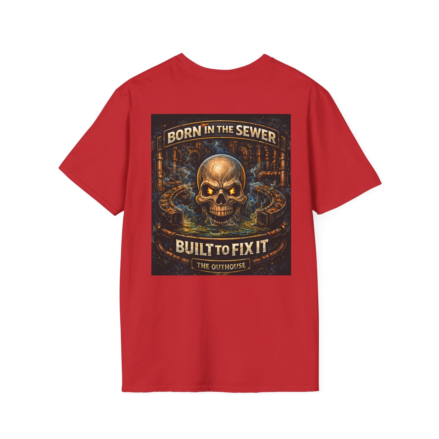 Plumber Skull T-Shirt — "Born in the Sewer, Built to Fix It" Vintage Repair Tee