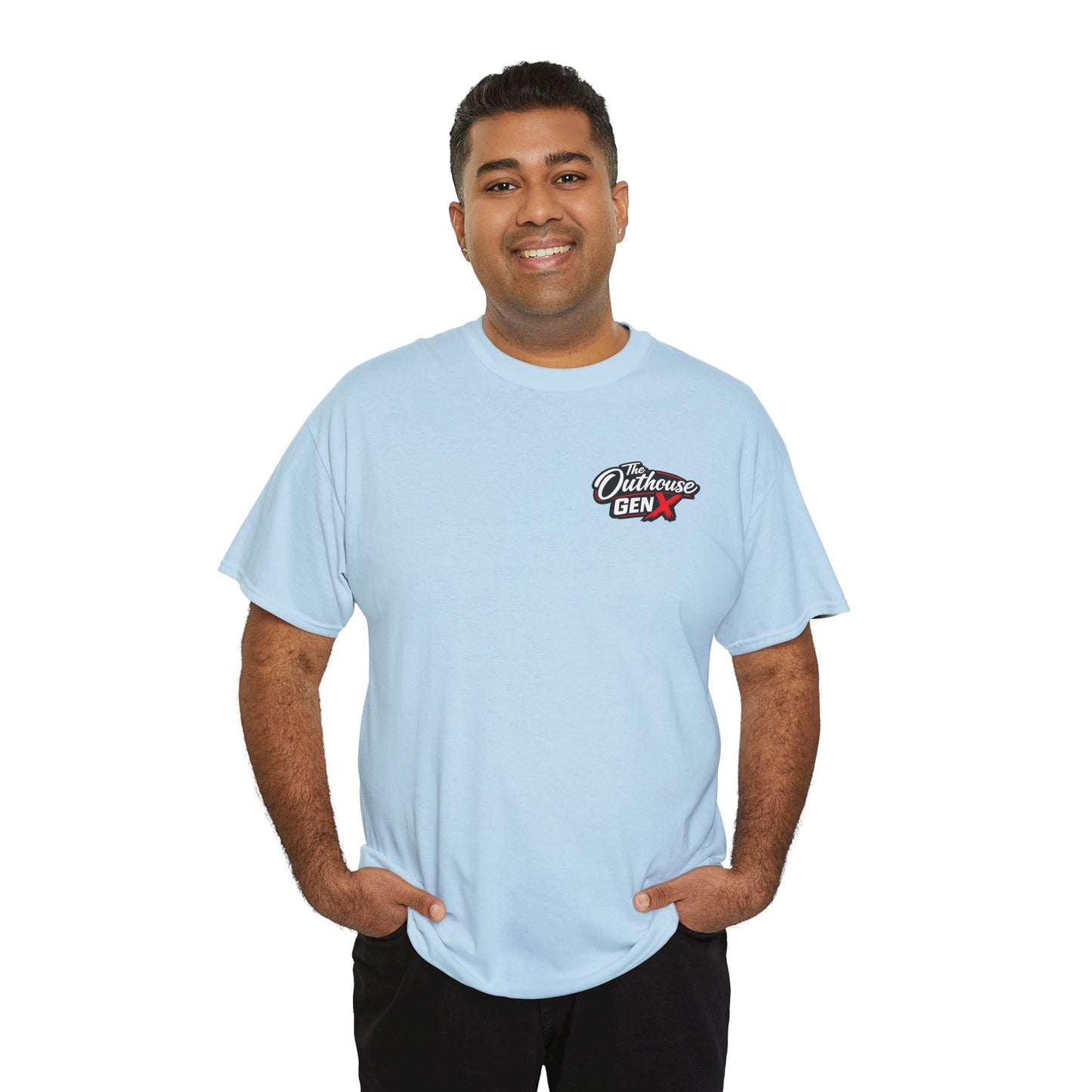 The Outhouse Gen X Tee — Retro Campfire Nostalgia Graphic T-Shirt