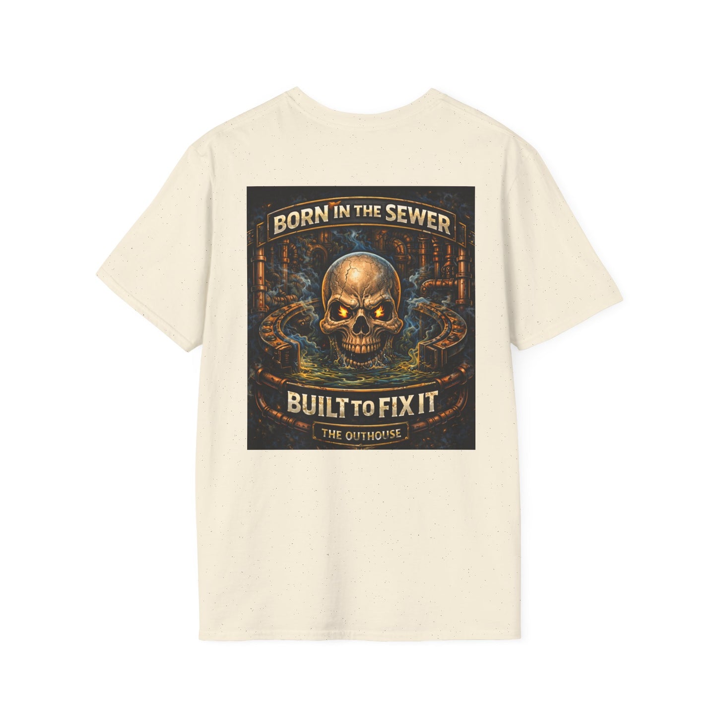 Plumber Skull T-Shirt — "Born in the Sewer, Built to Fix It" Vintage Repair Tee