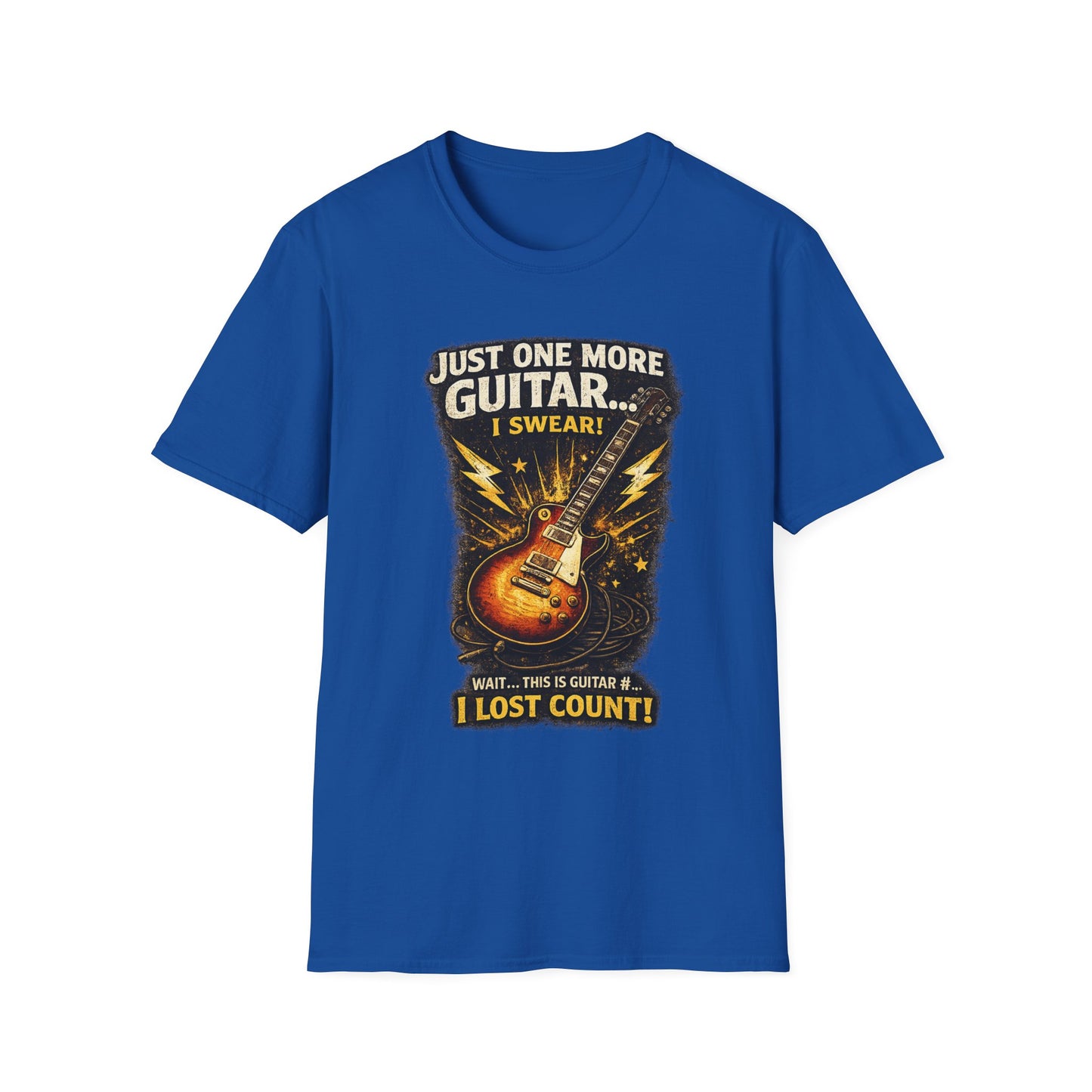 Guitar Lover T‑Shirt — "Just One More Guitar, I Lost Count" Retro Electric Guitar Tee