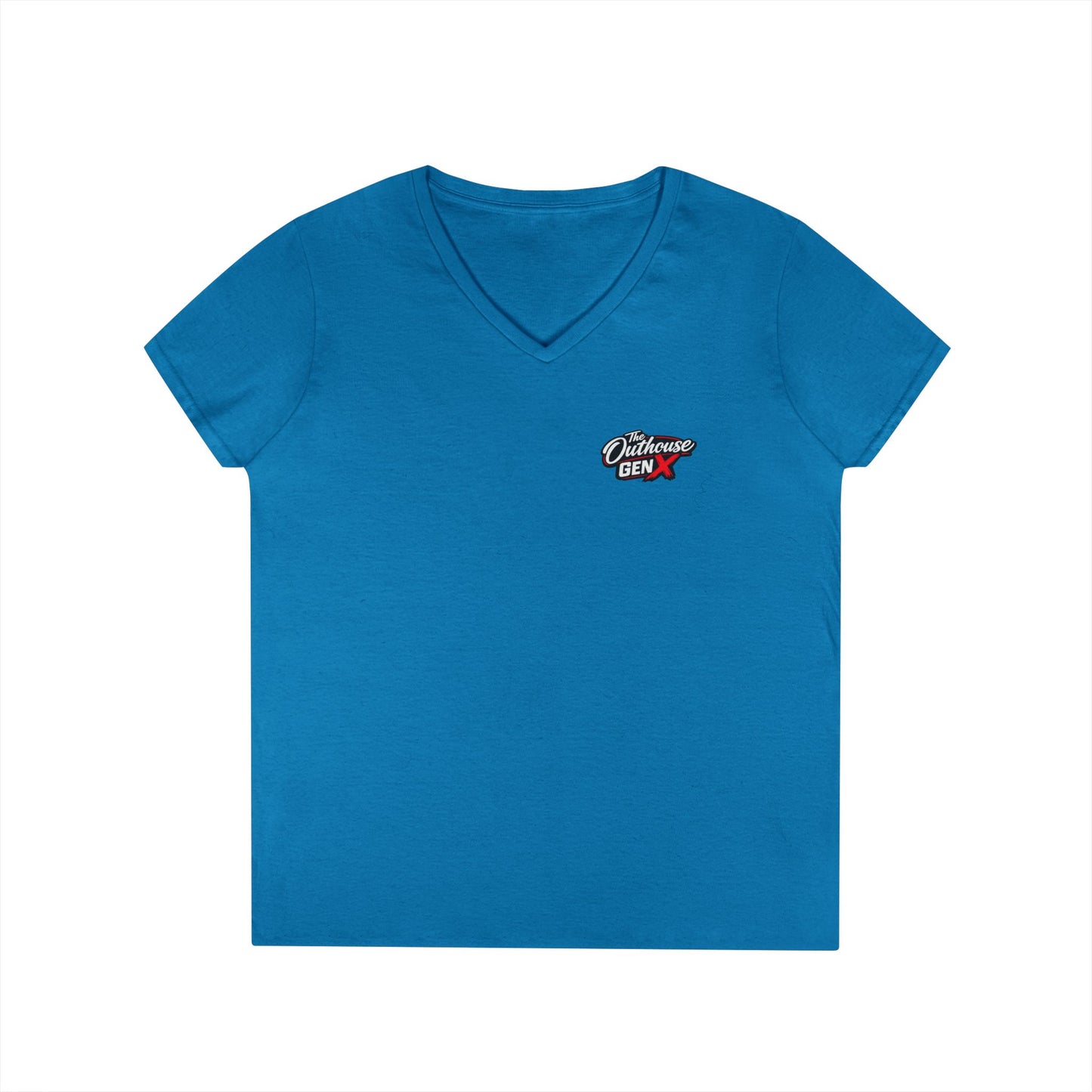 Gen X Raised Outside V‑Neck Tee — "Raised Outside" Retro Bike Graphic