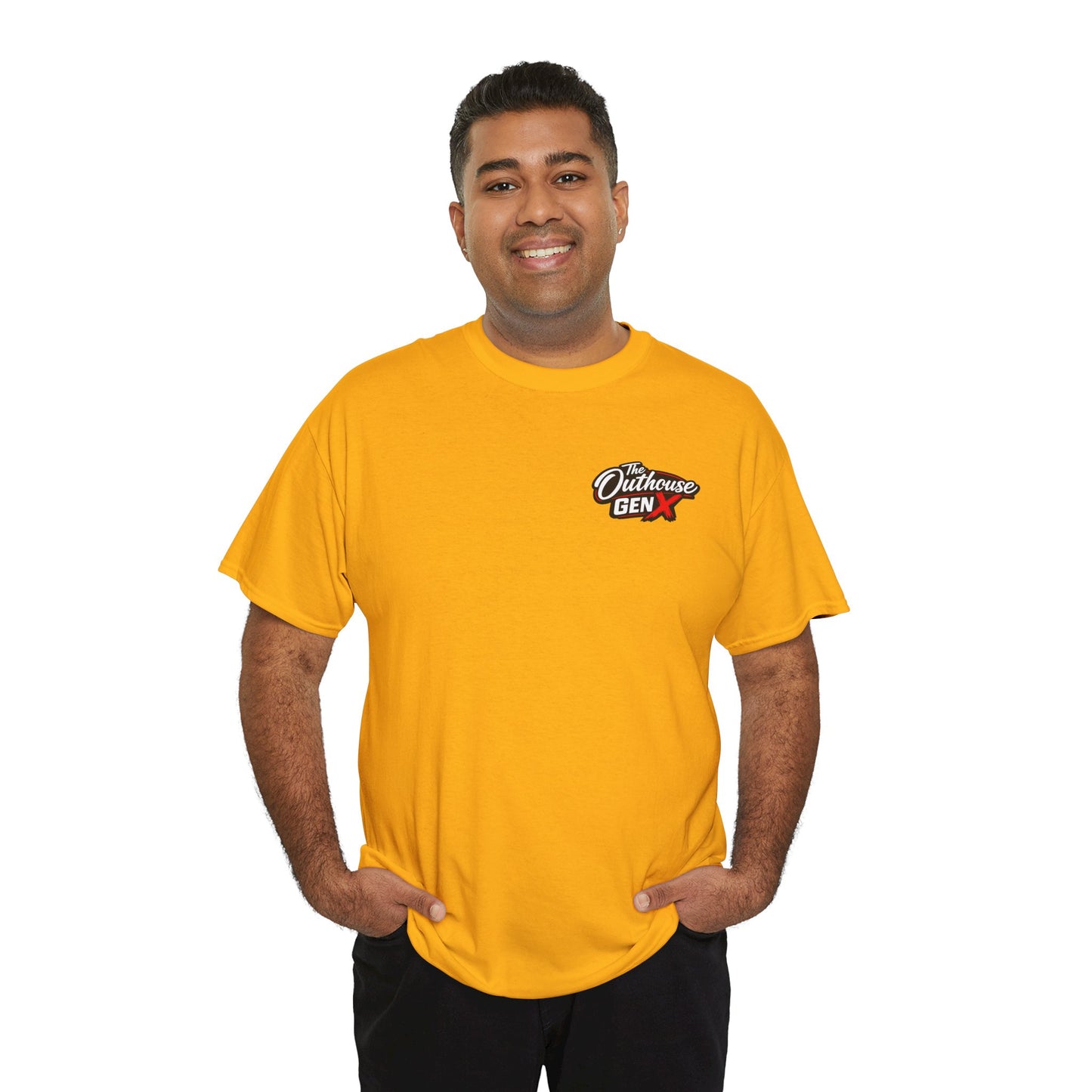The Outhouse Gen X Tee — Retro Campfire Nostalgia Graphic T-Shirt