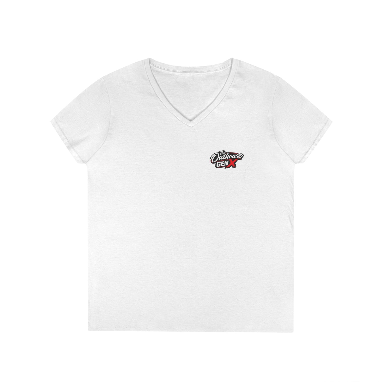 Gen X Raised Outside V‑Neck Tee — "Raised Outside" Retro Bike Graphic