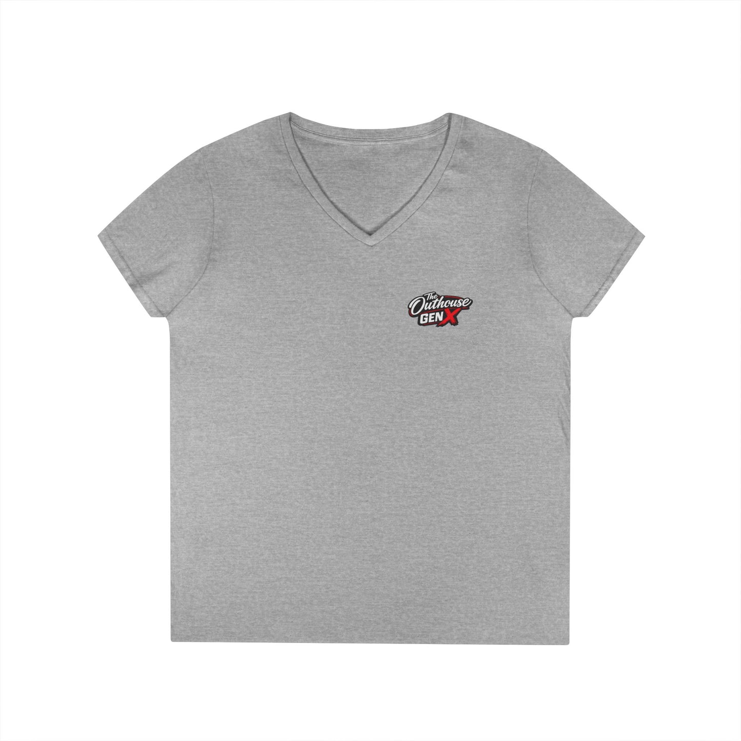 Gen X Raised Outside V‑Neck Tee — "Raised Outside" Retro Bike Graphic