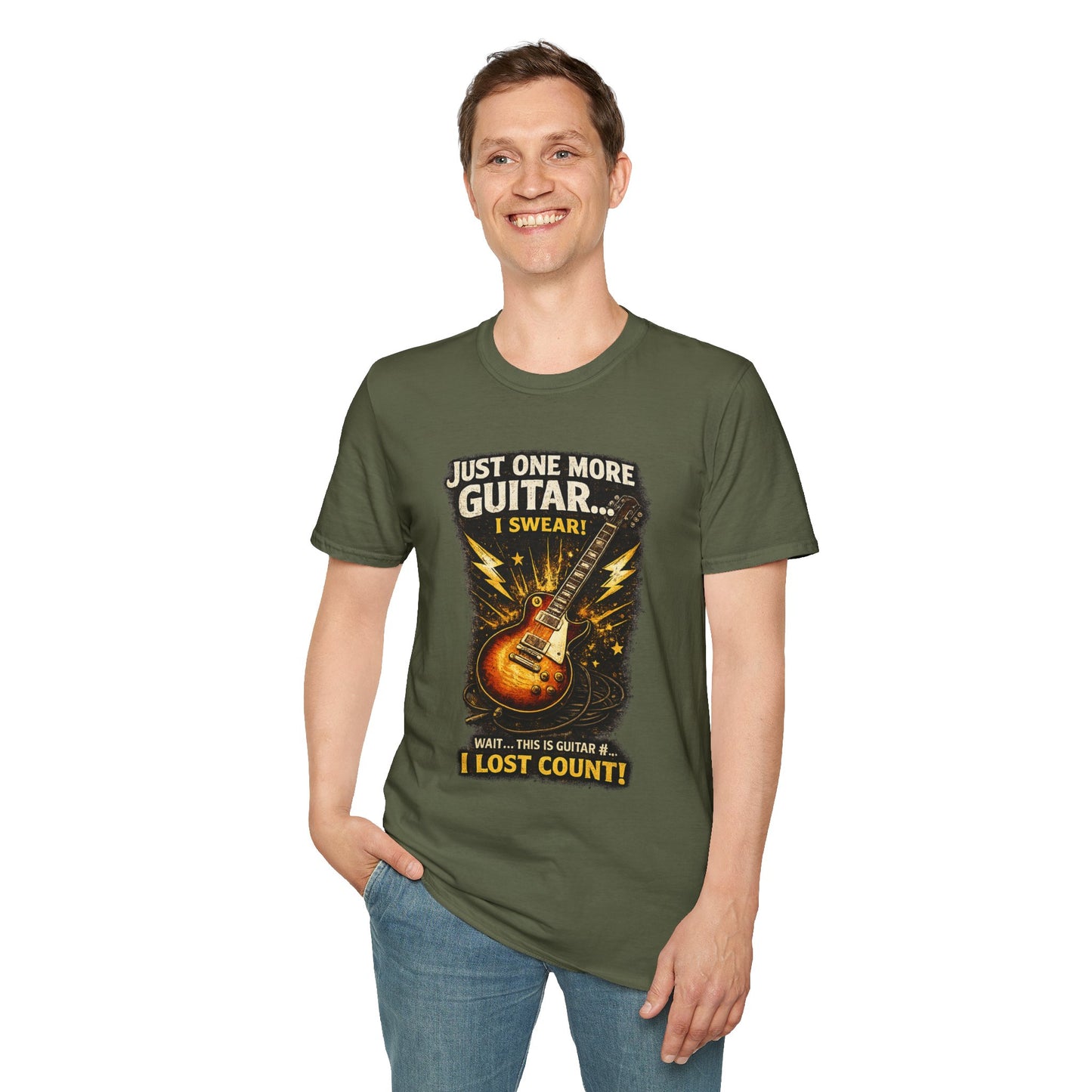Guitar Lover T‑Shirt — "Just One More Guitar, I Lost Count" Retro Electric Guitar Tee