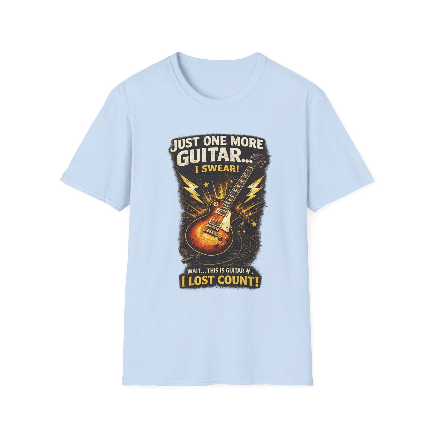 Guitar Lover T‑Shirt — "Just One More Guitar, I Lost Count" Retro Electric Guitar Tee