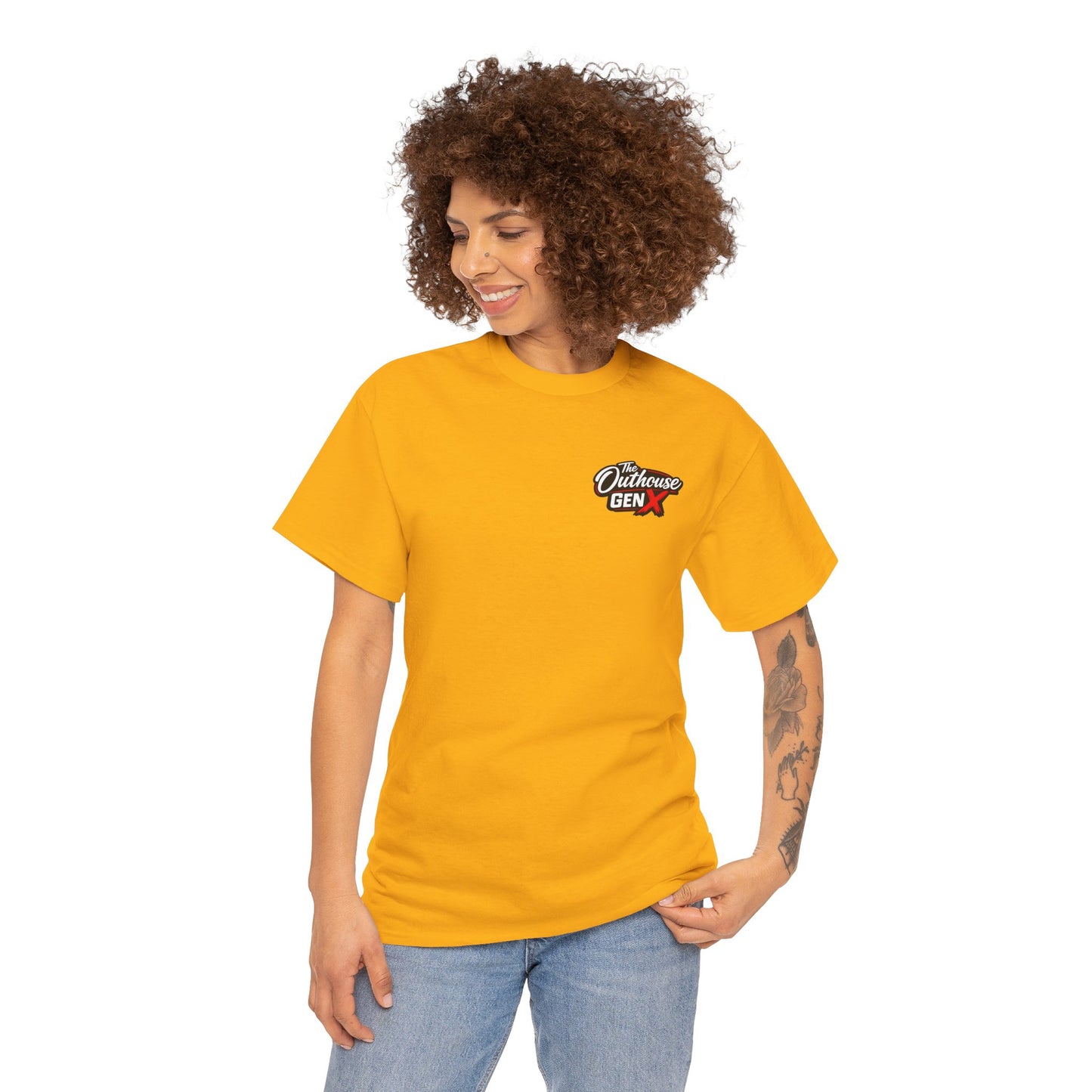 The Outhouse Gen X Tee — Retro Campfire Nostalgia Graphic T-Shirt
