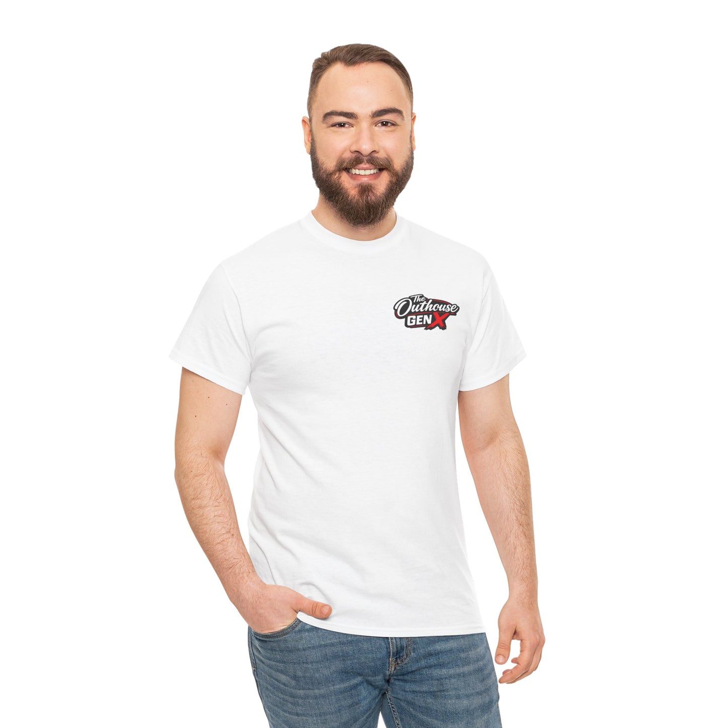 The Outhouse Gen X Tee — Retro Campfire Nostalgia Graphic T-Shirt