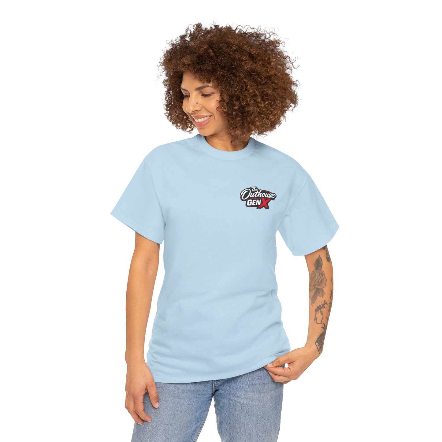 The Outhouse Gen X Tee — Retro Campfire Nostalgia Graphic T-Shirt