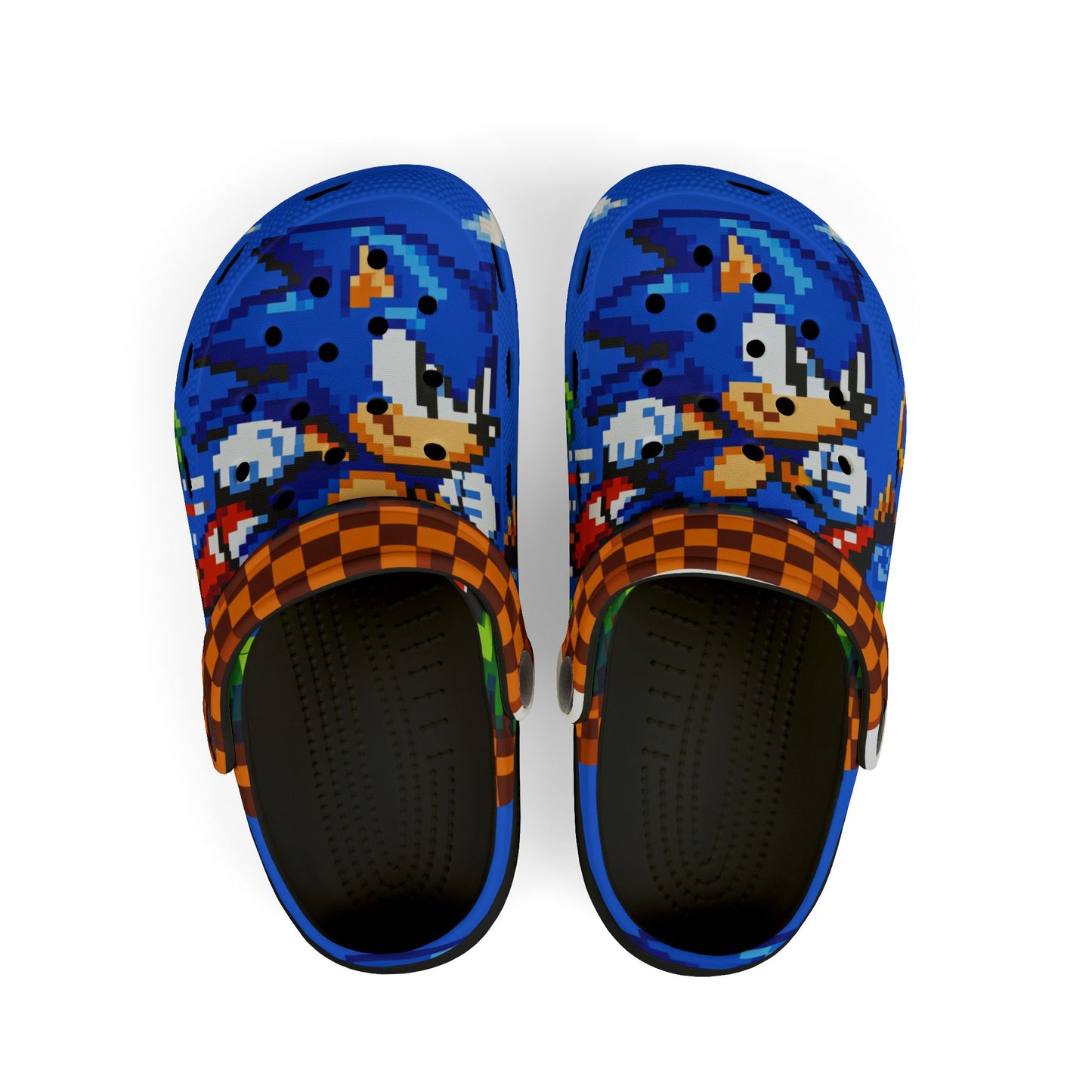 Sonic Pixel Kids Clogs - Blue Retro Gaming EVA Foam Shoes