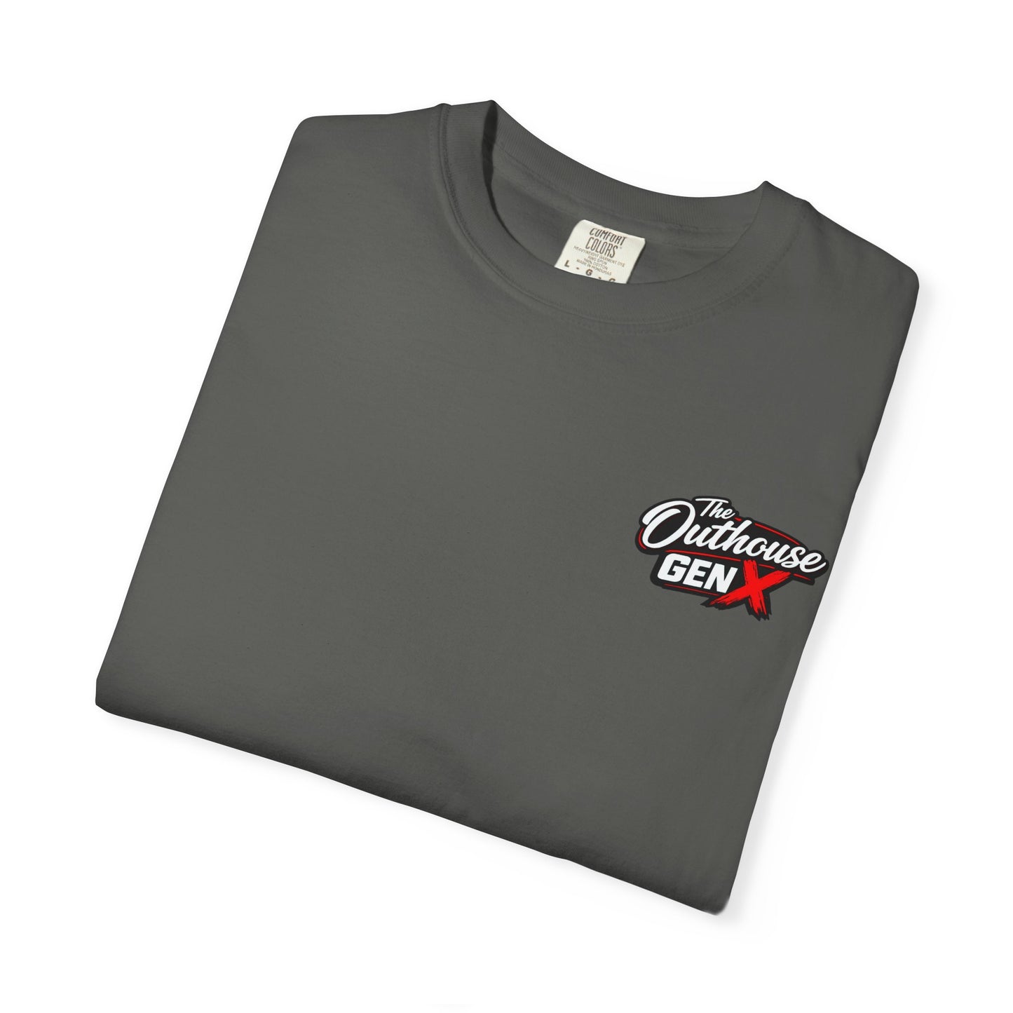 Outhouse Gen X Graphic T-Shirt — Vintage Campfire Adventure Back Print