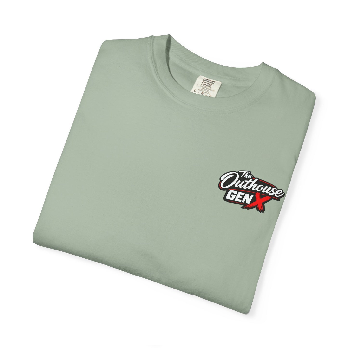 Outhouse Gen X Graphic T-Shirt — Vintage Campfire Adventure Back Print