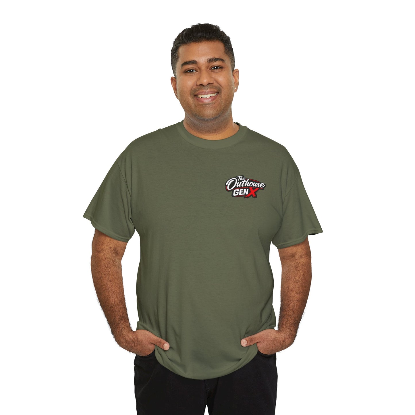 The Outhouse Gen X Tee — Retro Campfire Nostalgia Graphic T-Shirt