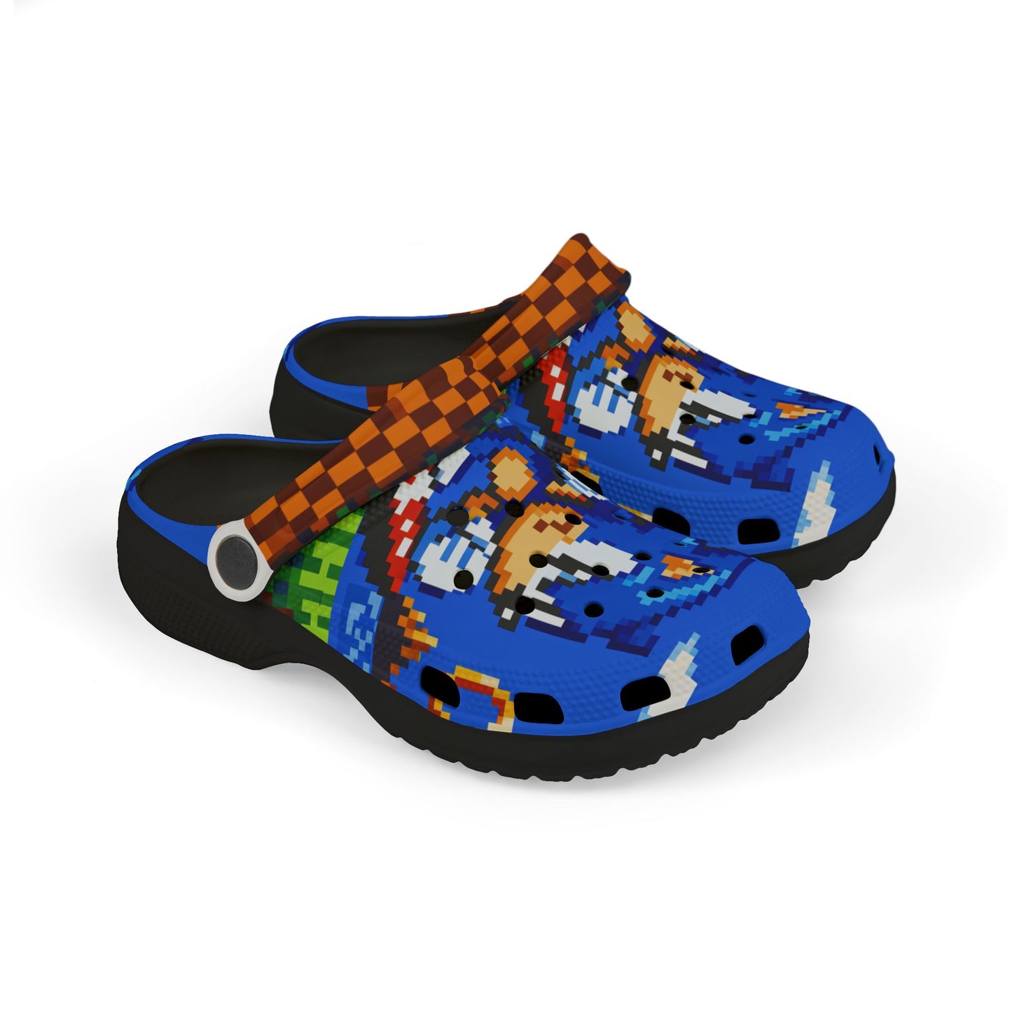 Sonic Pixel Kids Clogs - Blue Retro Gaming EVA Foam Shoes