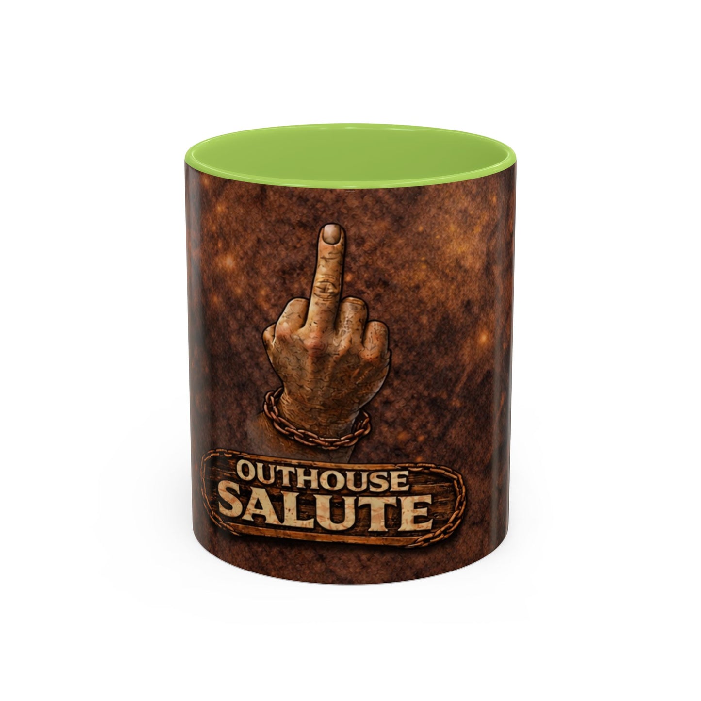 Outhouse Salute Coffee Mug — Bold Gen-X Attitude (11/15oz)