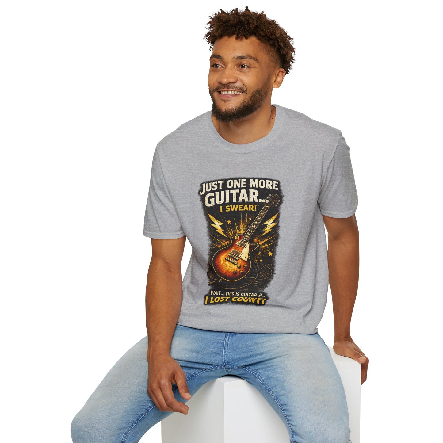 Guitar Lover T‑Shirt — "Just One More Guitar, I Lost Count" Retro Electric Guitar Tee