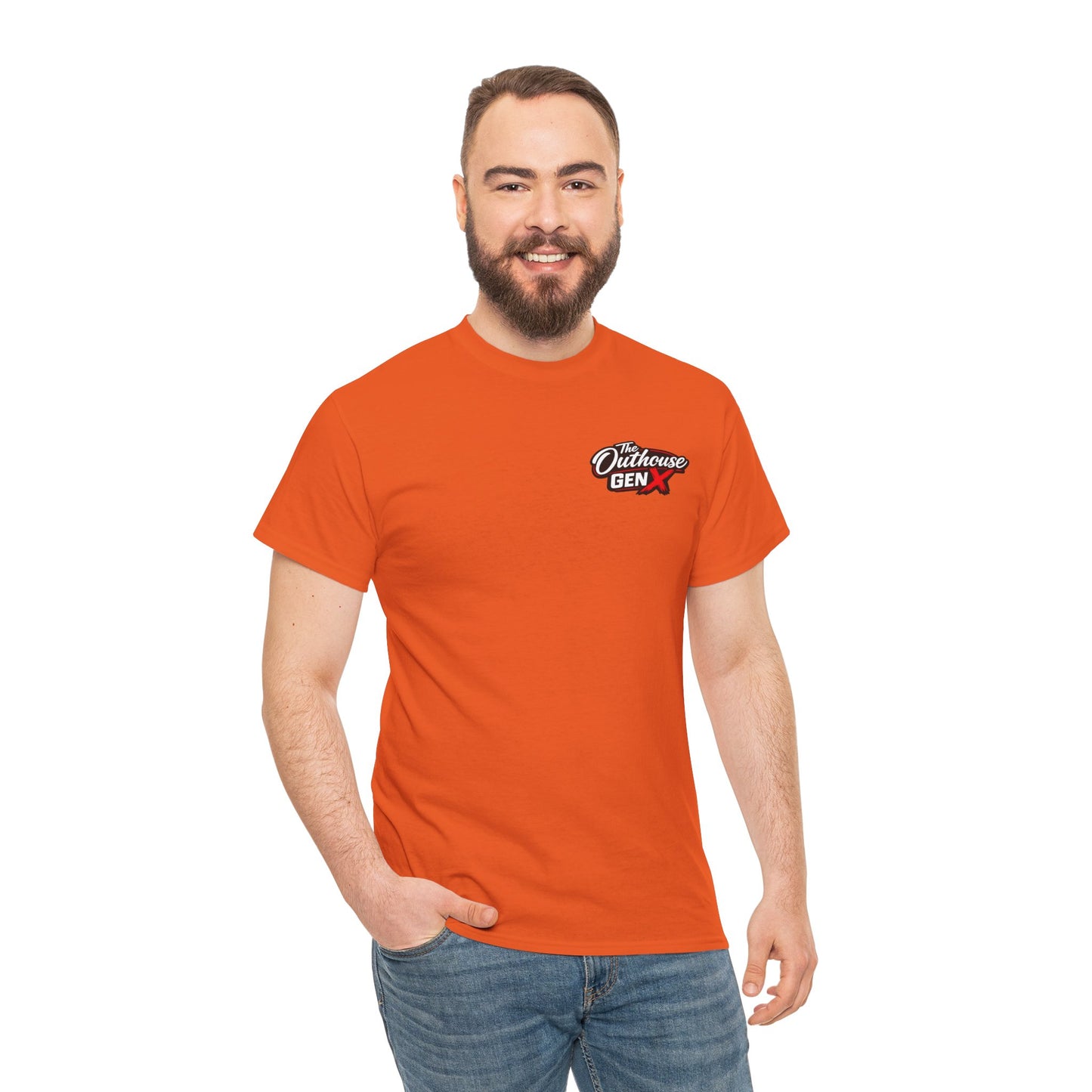 The Outhouse Gen X Tee — Retro Campfire Nostalgia Graphic T-Shirt