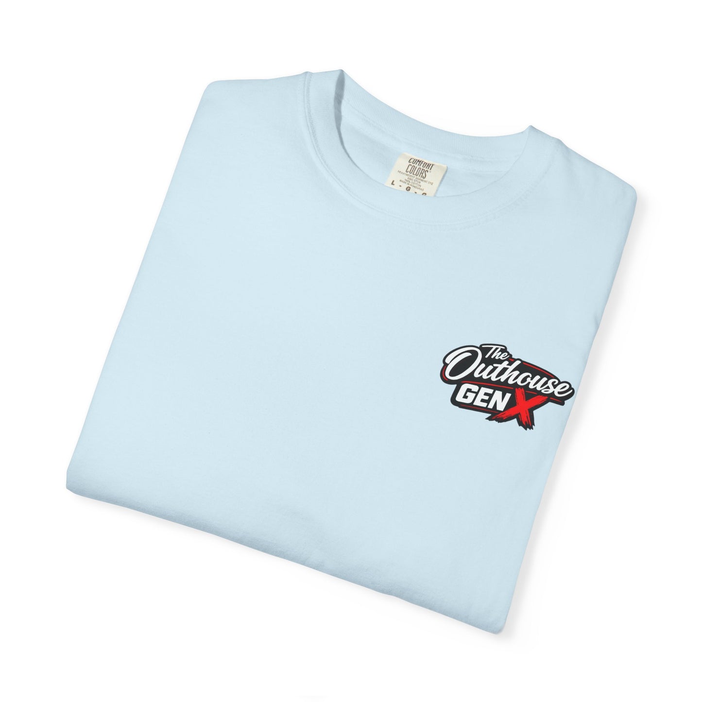Outhouse Gen X Graphic T-Shirt — Vintage Campfire Adventure Back Print