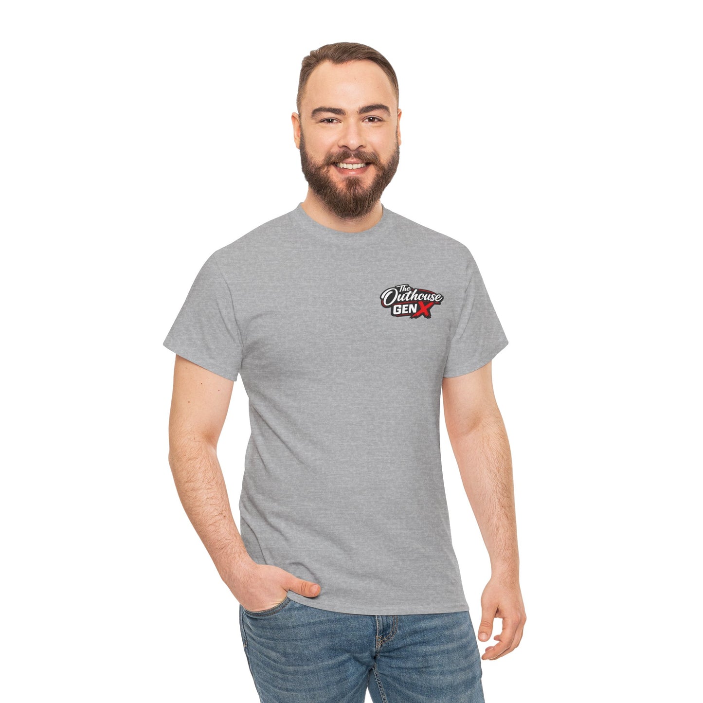 The Outhouse Gen X Tee — Retro Campfire Nostalgia Graphic T-Shirt