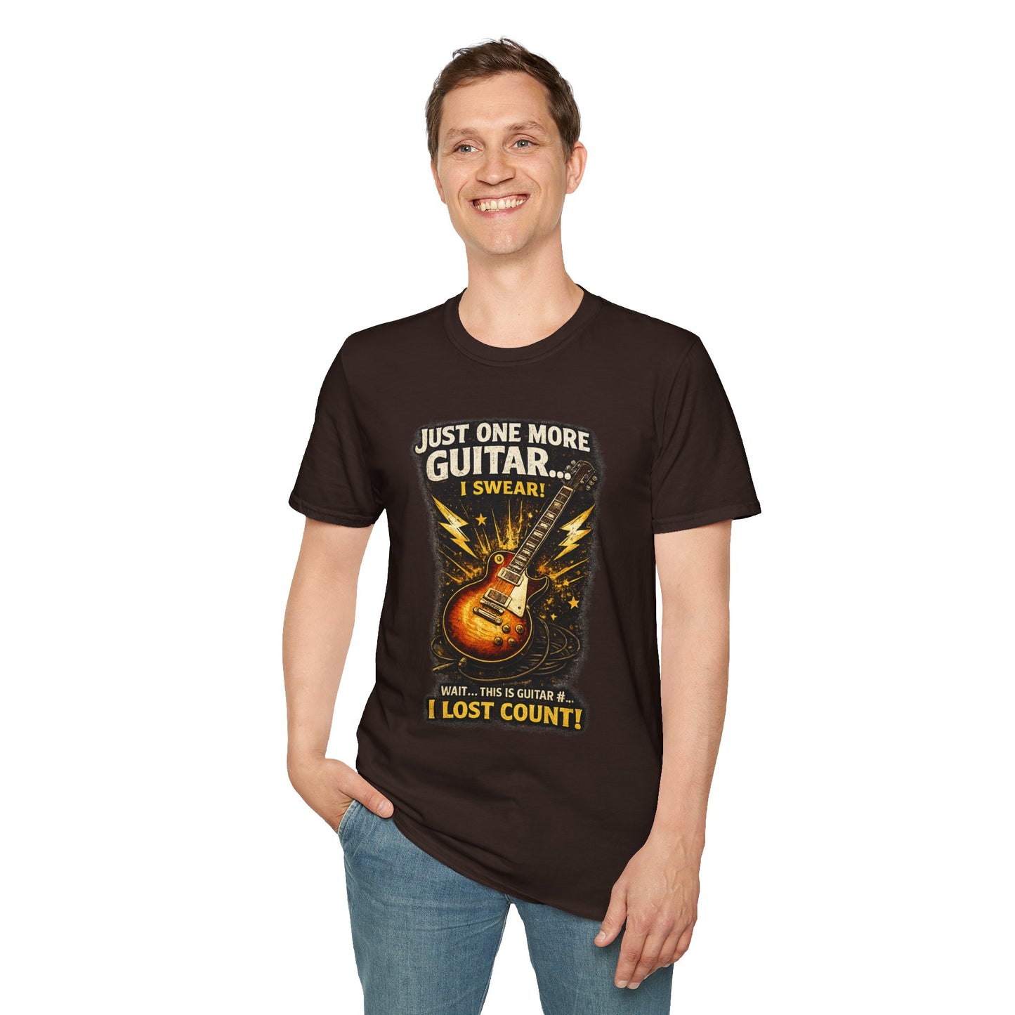 Guitar Lover T‑Shirt — "Just One More Guitar, I Lost Count" Retro Electric Guitar Tee