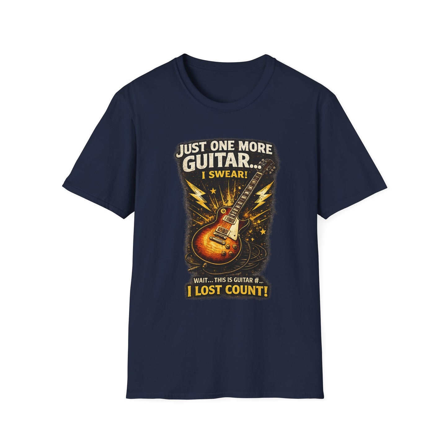 Guitar Lover T‑Shirt — "Just One More Guitar, I Lost Count" Retro Electric Guitar Tee