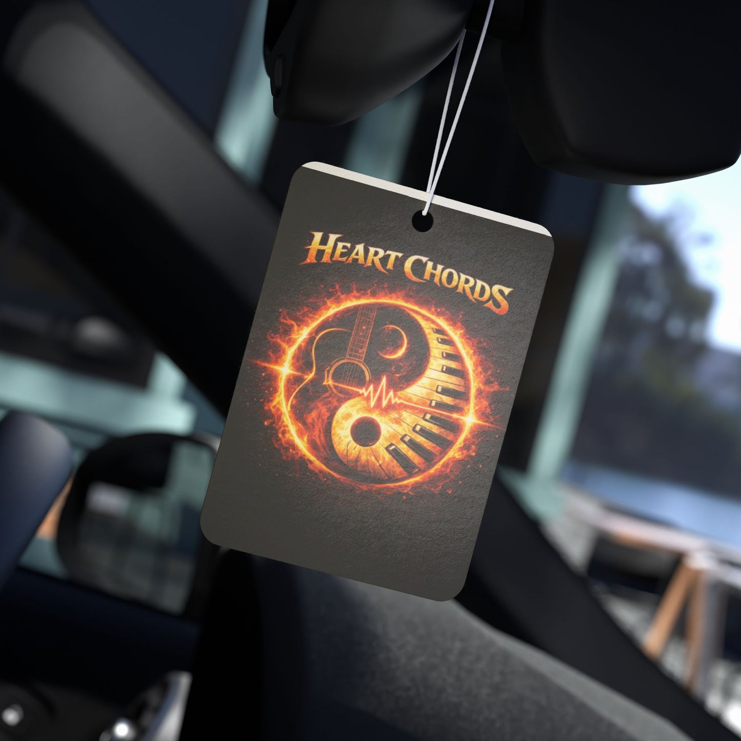 Heart Chords Fire Yin-Yang Car Air Freshener — Musical Band Logo Scented Ornament