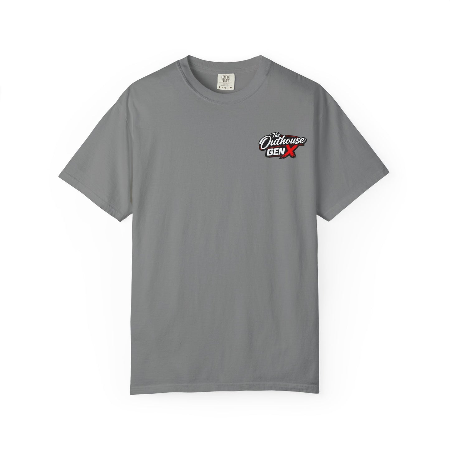 Outhouse Gen X Graphic T-Shirt — Vintage Campfire Adventure Back Print