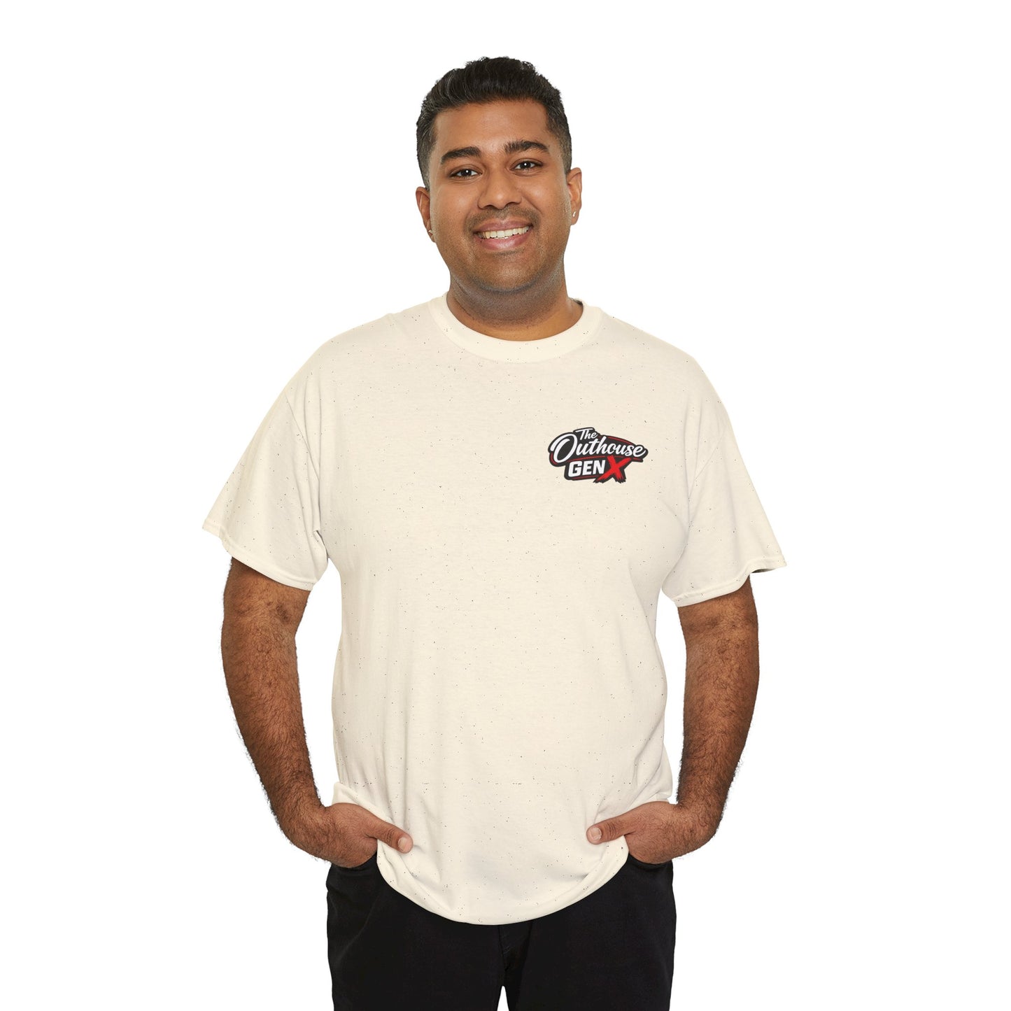 The Outhouse Gen X Tee — Retro Campfire Nostalgia Graphic T-Shirt