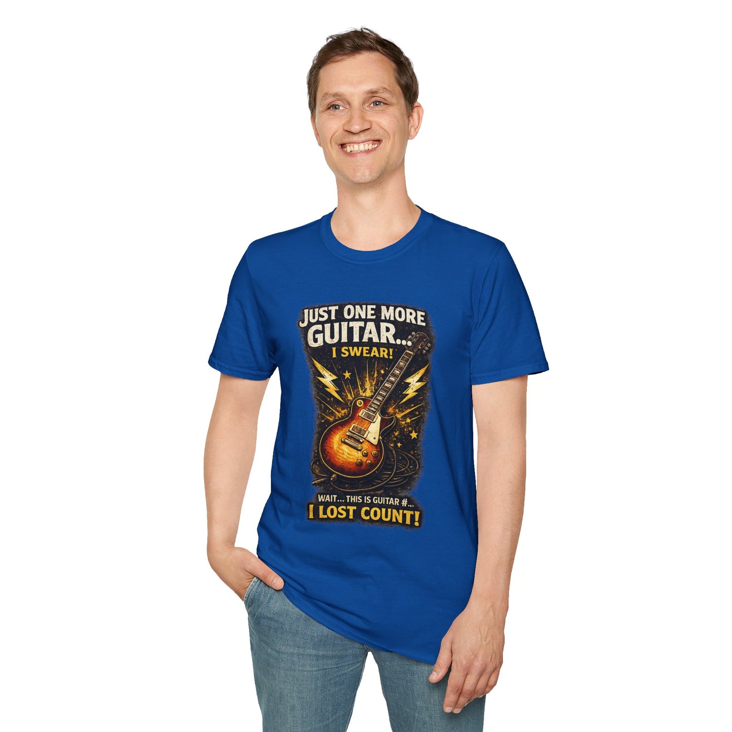 Guitar Lover T‑Shirt — "Just One More Guitar, I Lost Count" Retro Electric Guitar Tee