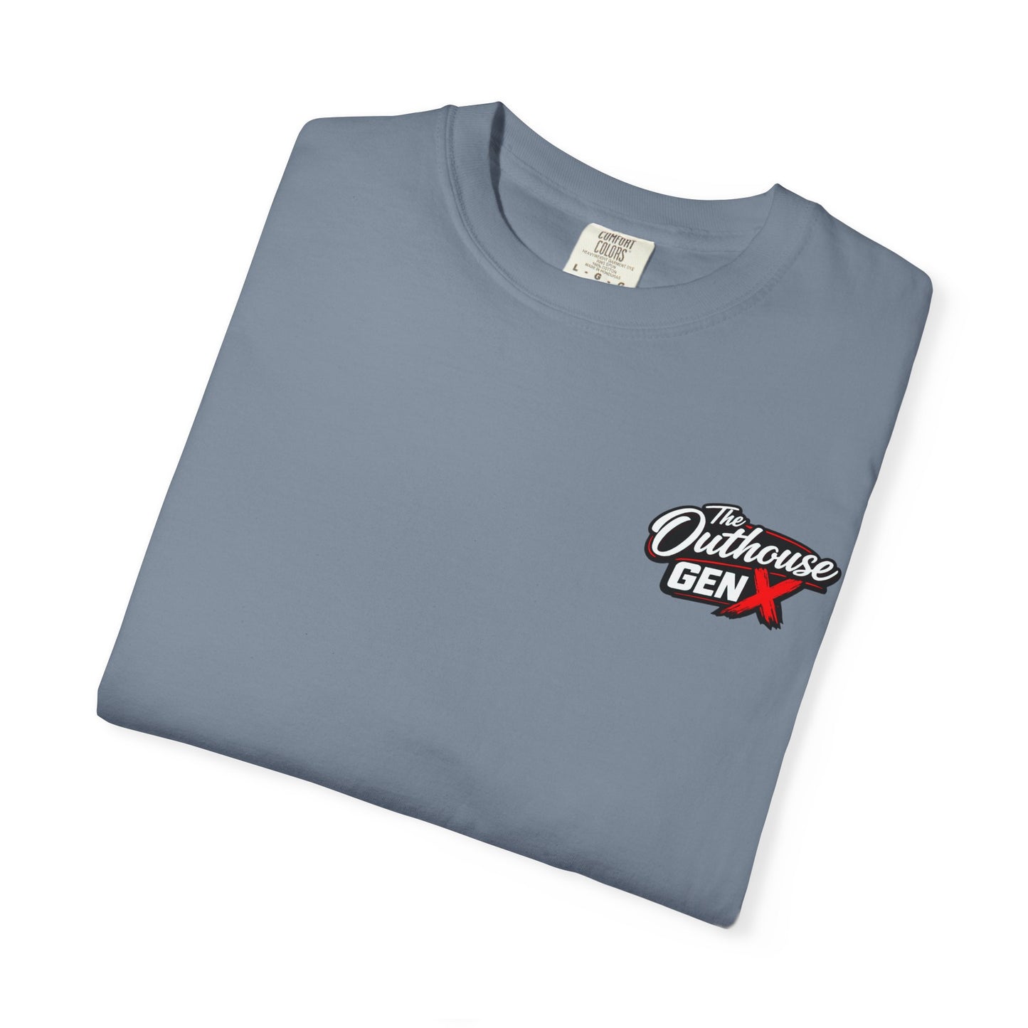 Outhouse Gen X Graphic T-Shirt — Vintage Campfire Adventure Back Print