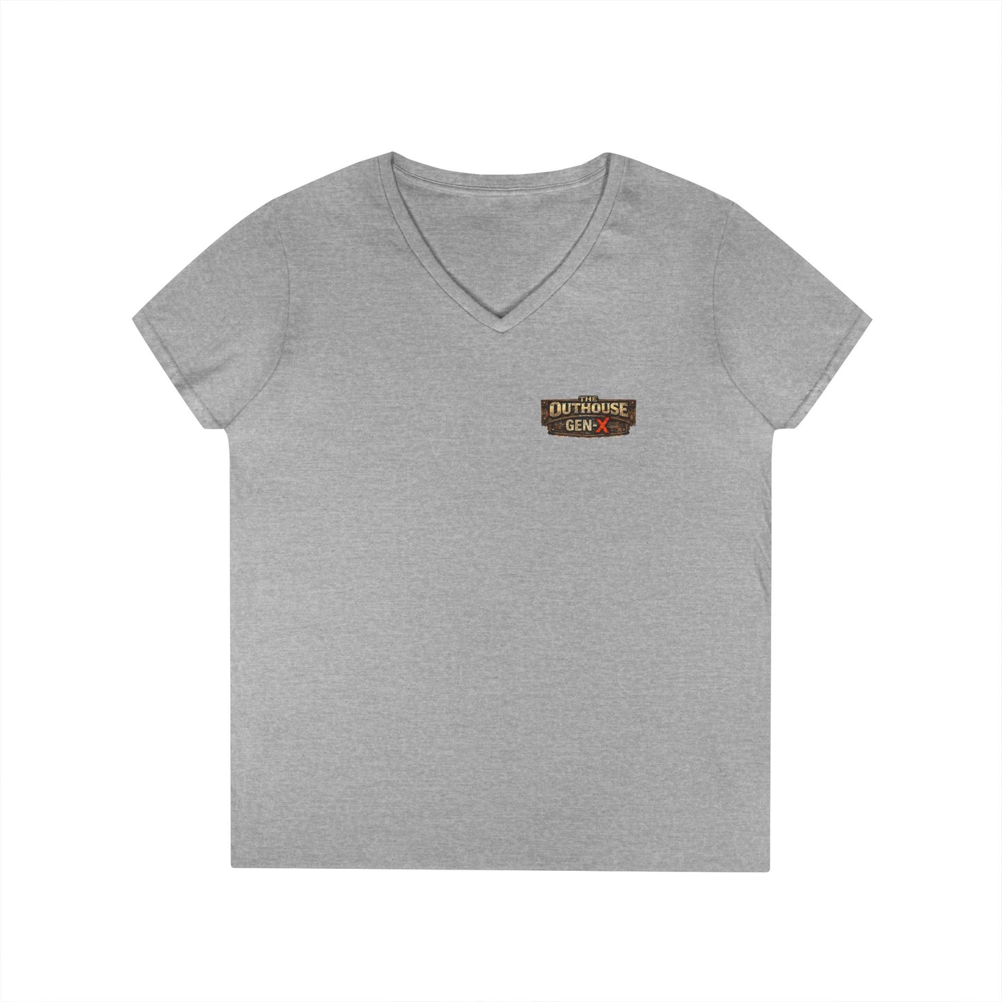 Outhouse Salute V-Neck Tee — Bold Back Graphic Ladies' T-Shirt