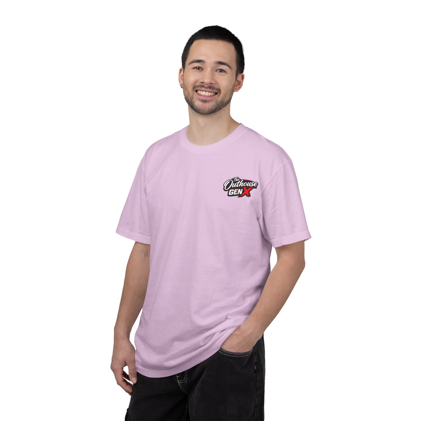 Outhouse Gen X Graphic T-Shirt — Vintage Campfire Adventure Back Print