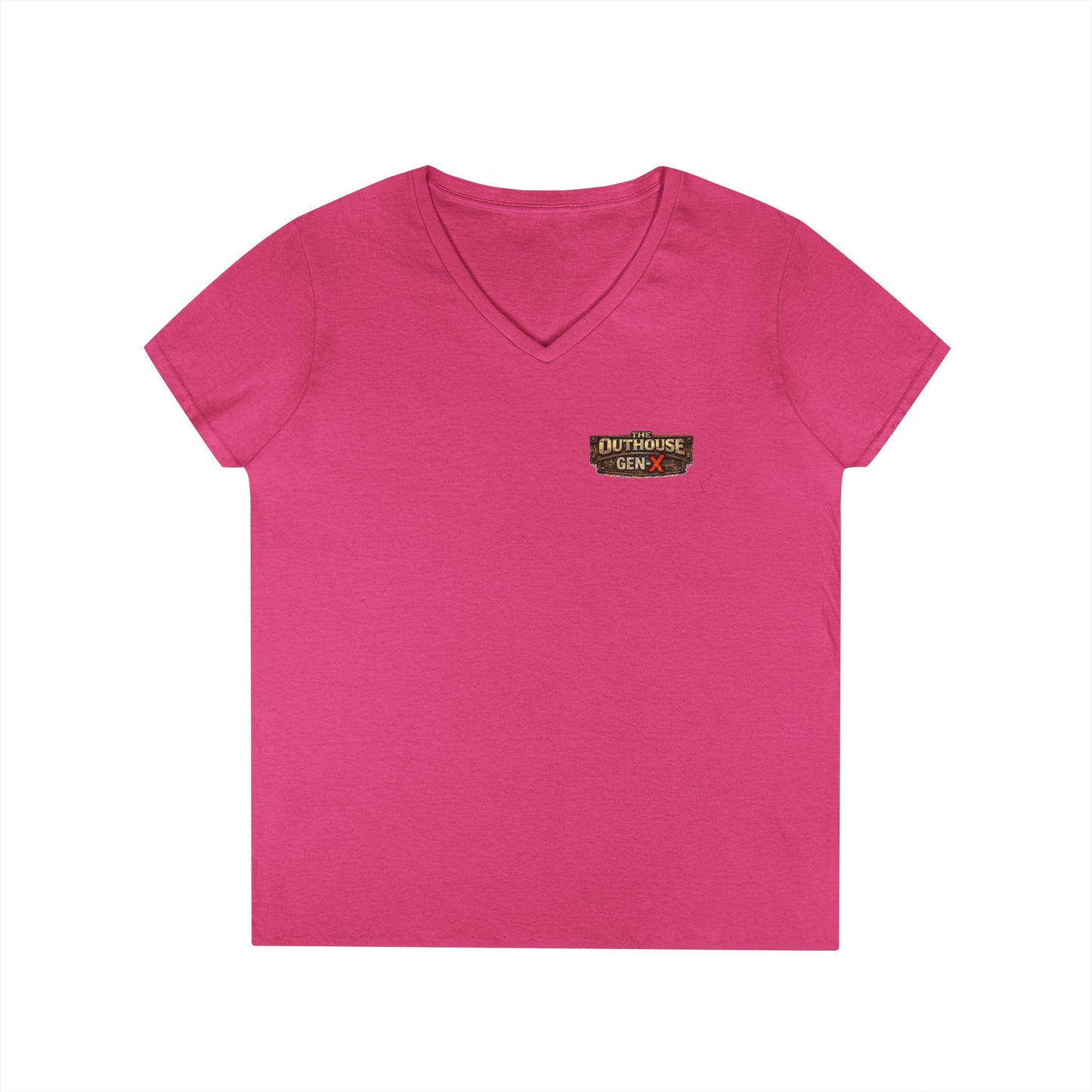 Outhouse Salute V-Neck Tee — Bold Back Graphic Ladies' T-Shirt