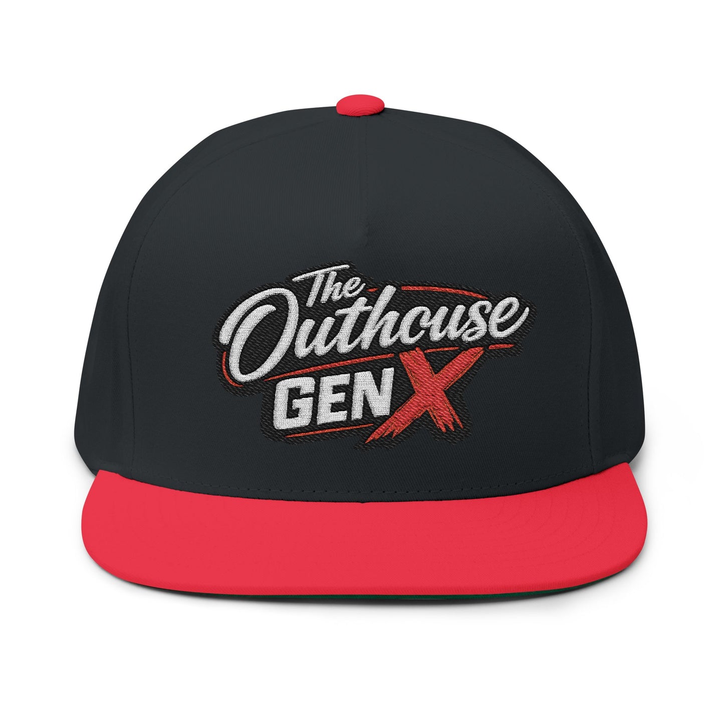 Flat Bill Cap — "The Outhouse Gen X" Embroidered Snapback
