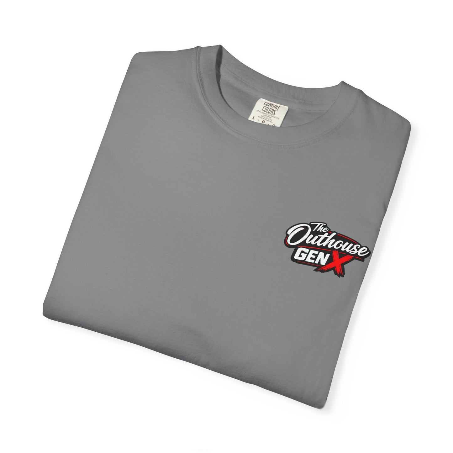 Outhouse Gen X Graphic T-Shirt — Vintage Campfire Adventure Back Print