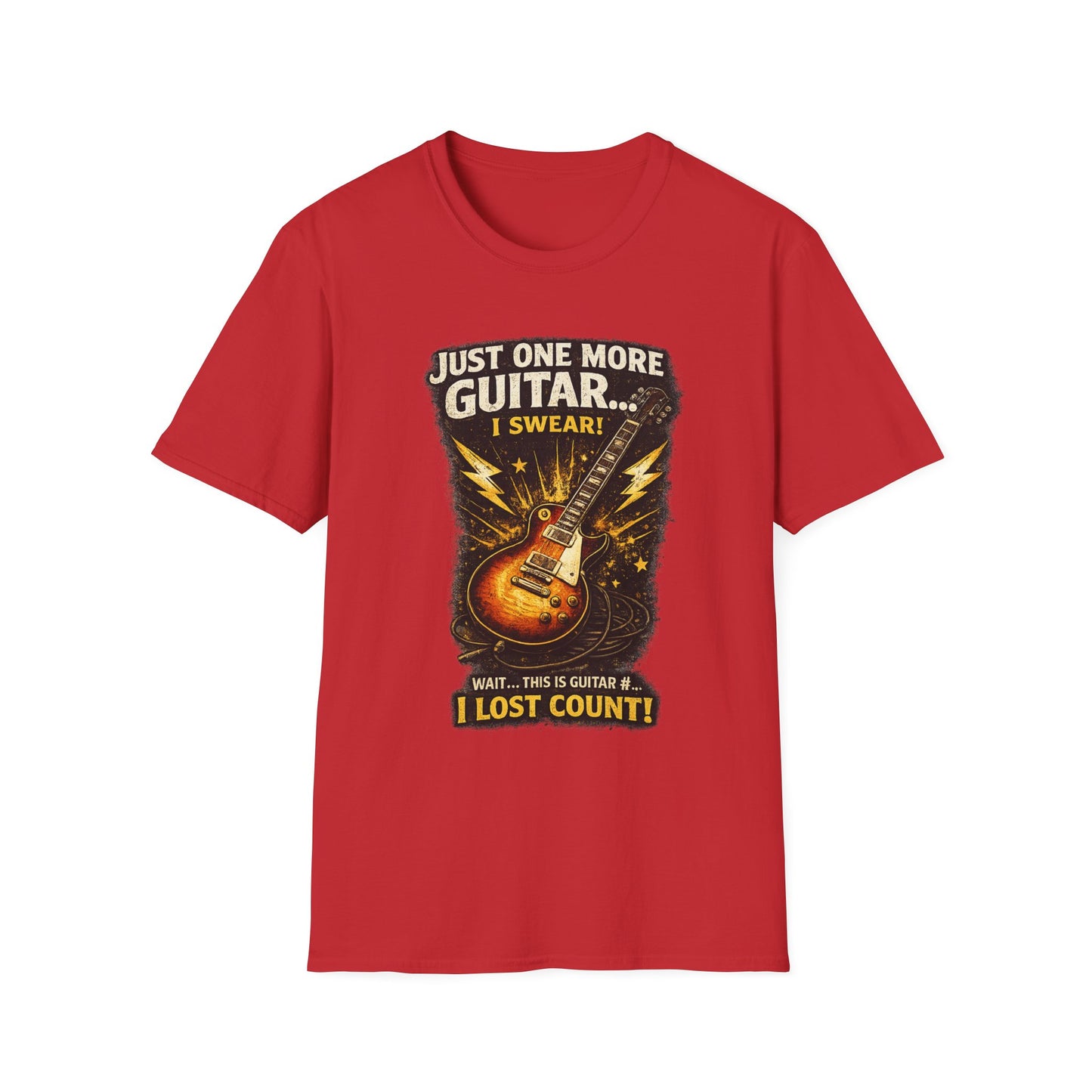 Guitar Lover T‑Shirt — "Just One More Guitar, I Lost Count" Retro Electric Guitar Tee