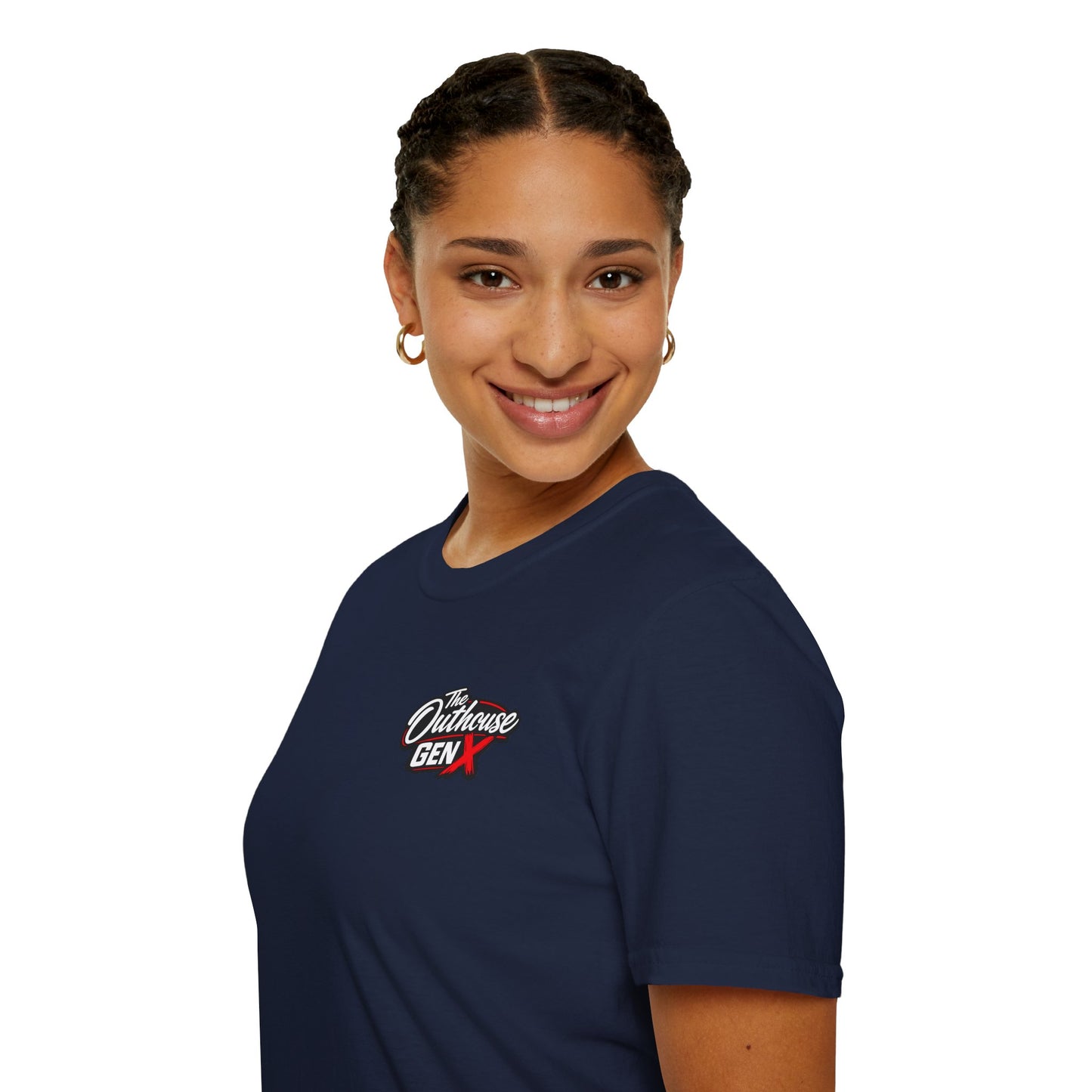 Raised Outside Outhouse Tee — Gen X Retro Outdoor Humor T-Shirt