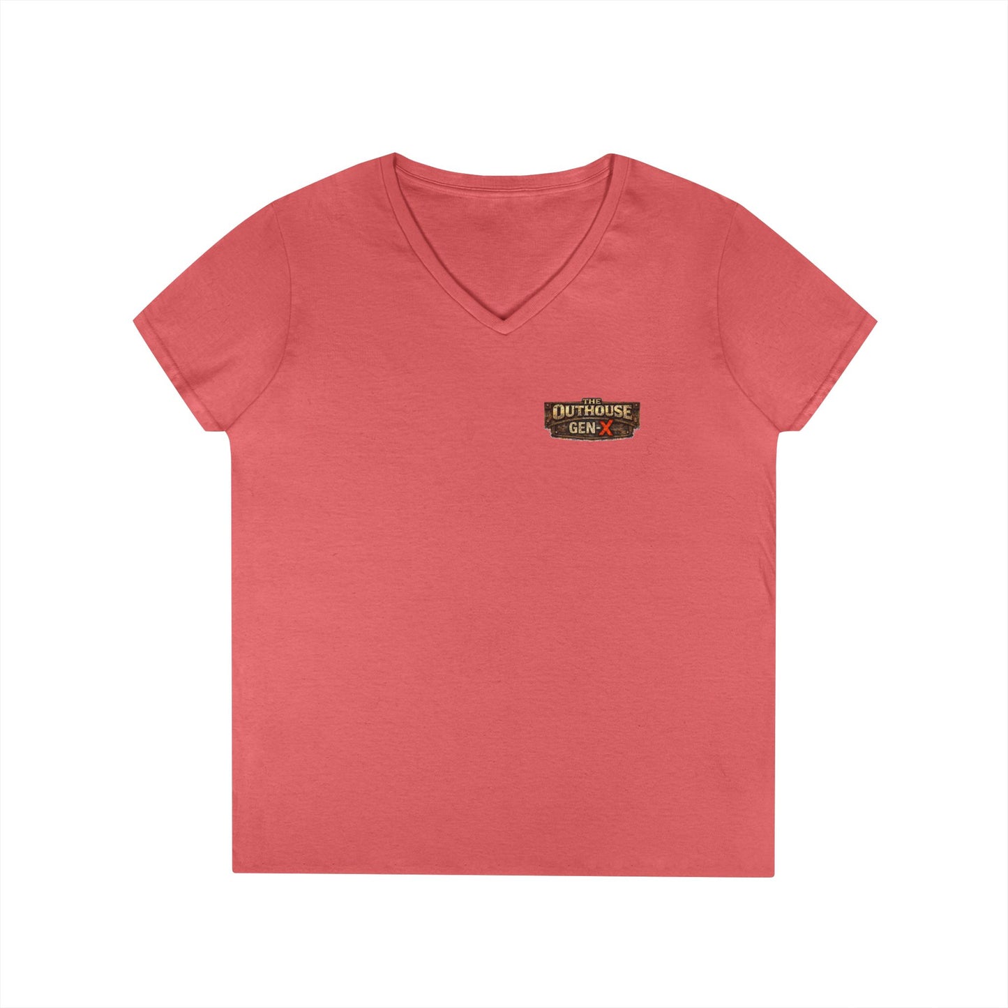 Outhouse Salute V-Neck Tee — Bold Back Graphic Ladies' T-Shirt