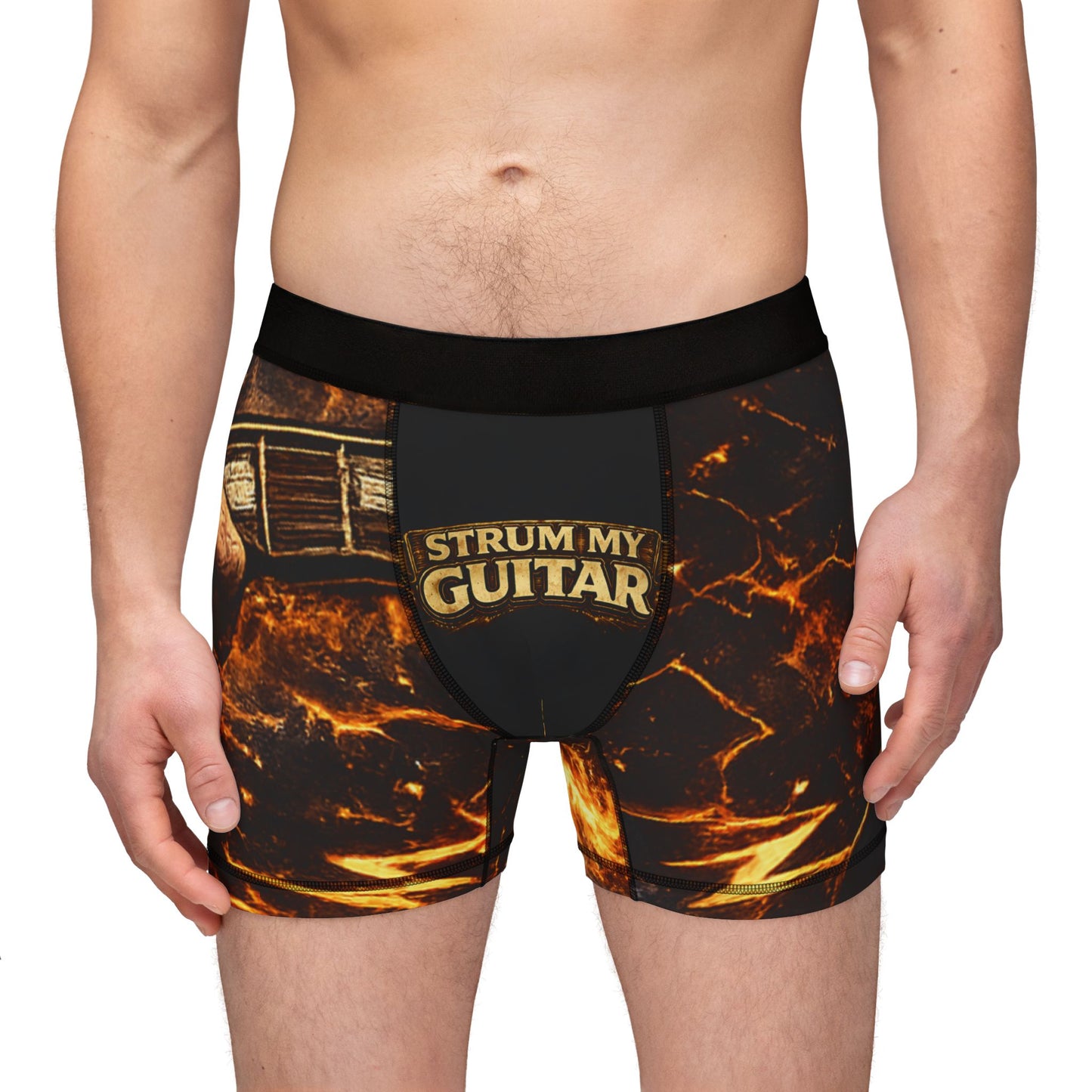 Strum My Guitar Men's Boxer Shorts — Fiery Electric Guitar All-Over Print