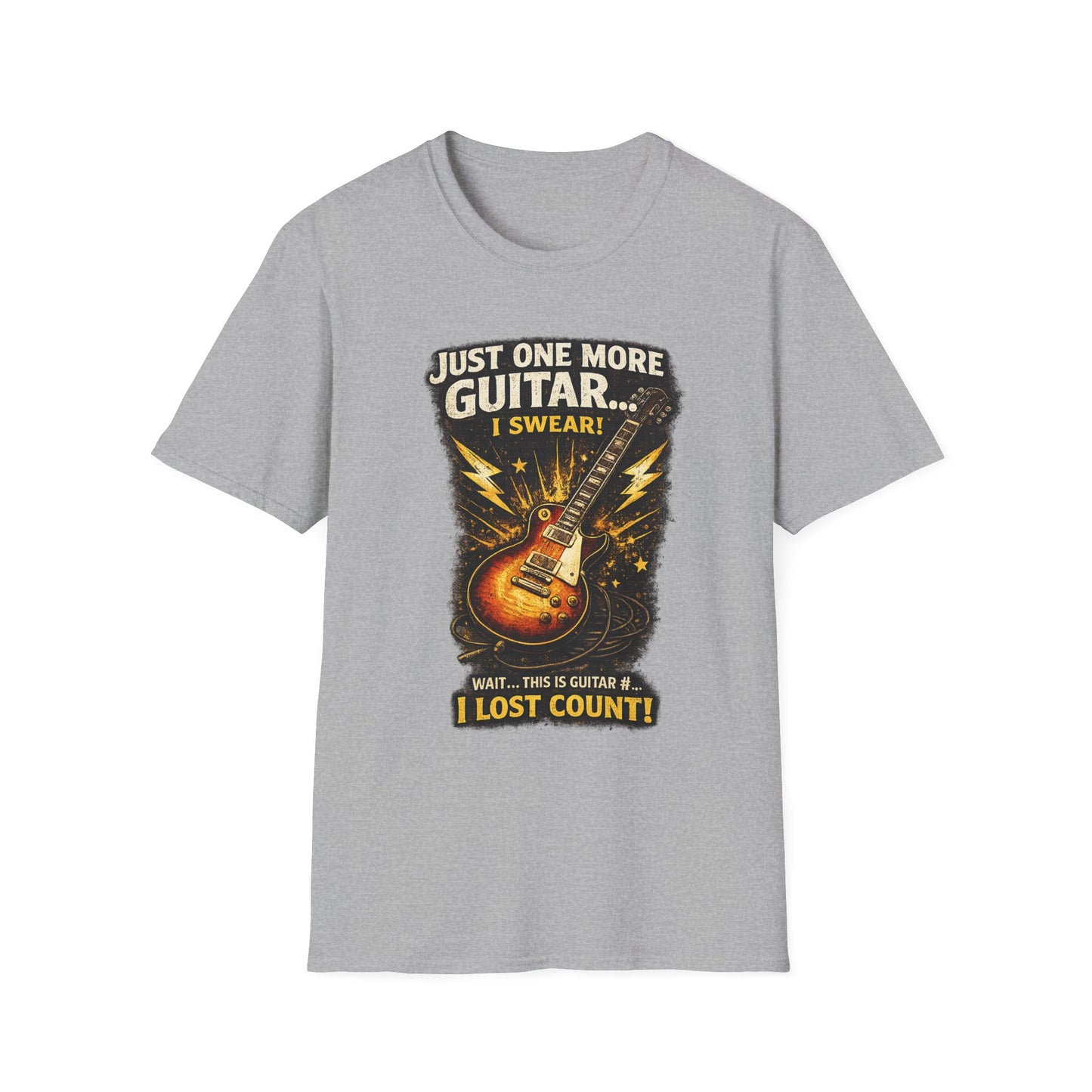 Guitar Lover T‑Shirt — "Just One More Guitar, I Lost Count" Retro Electric Guitar Tee